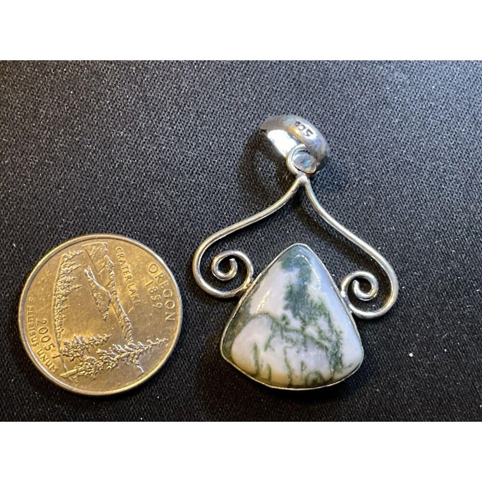 Other 925 Sterling Silver Hand Made Moss Agate Pendant Size ONE SIZE - 3 Thumbnail