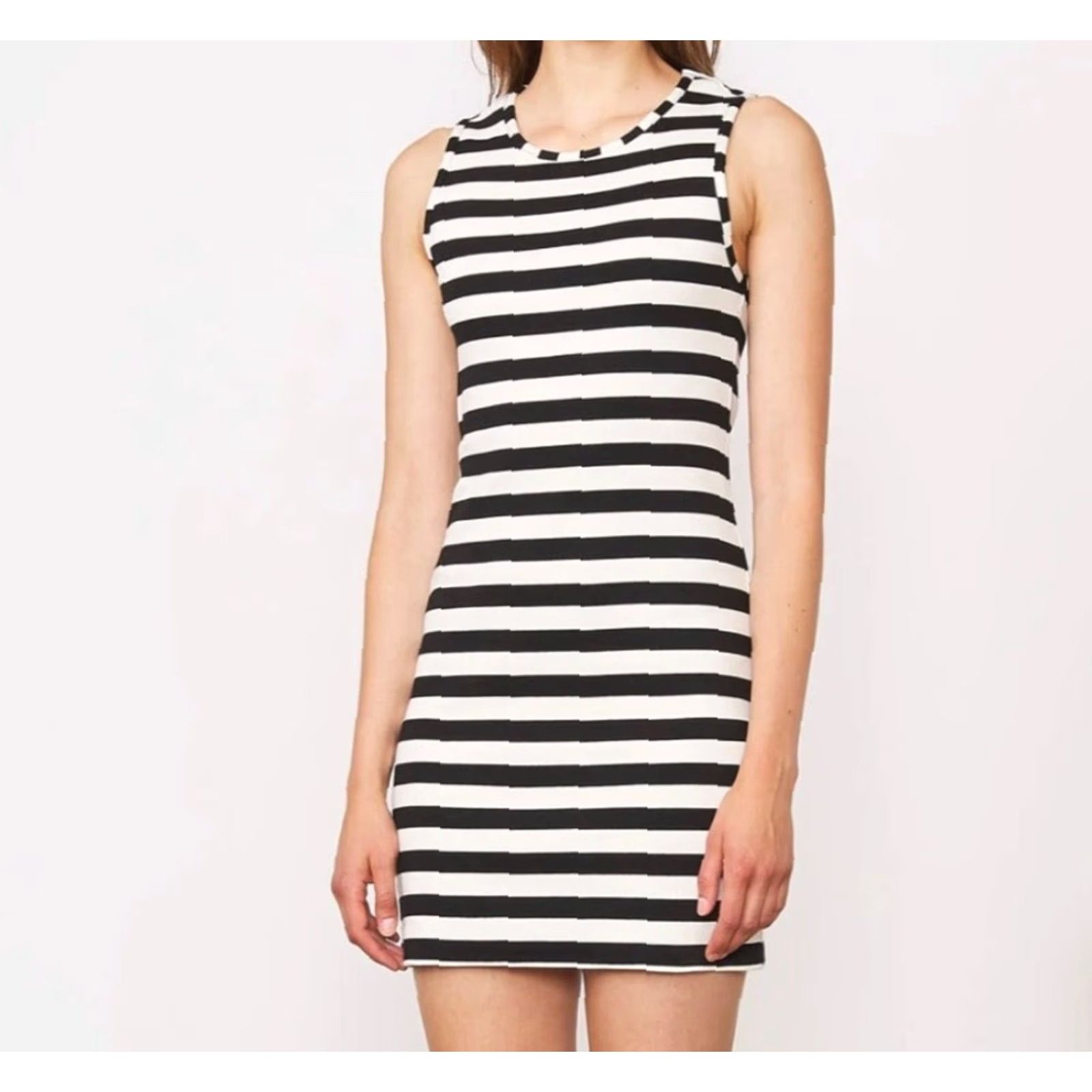 Vintage Officine Generale Striped Mini Shirt Dress Womens M Black Striped 14X34 T-Shirt Dress Size M / US 6-8 / IT 42-44 - 2 Thumbnail