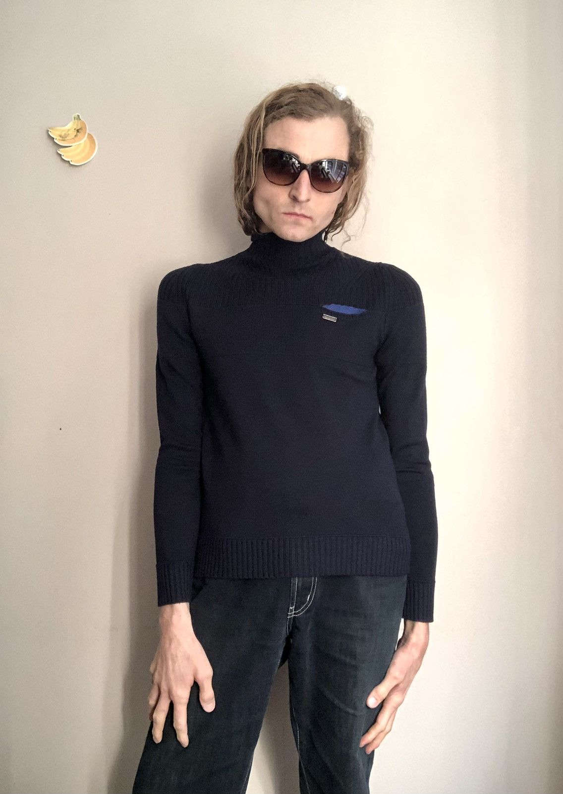 Dirk Bikkembergs Archive Ribbed Panelled Mock Neck Knit