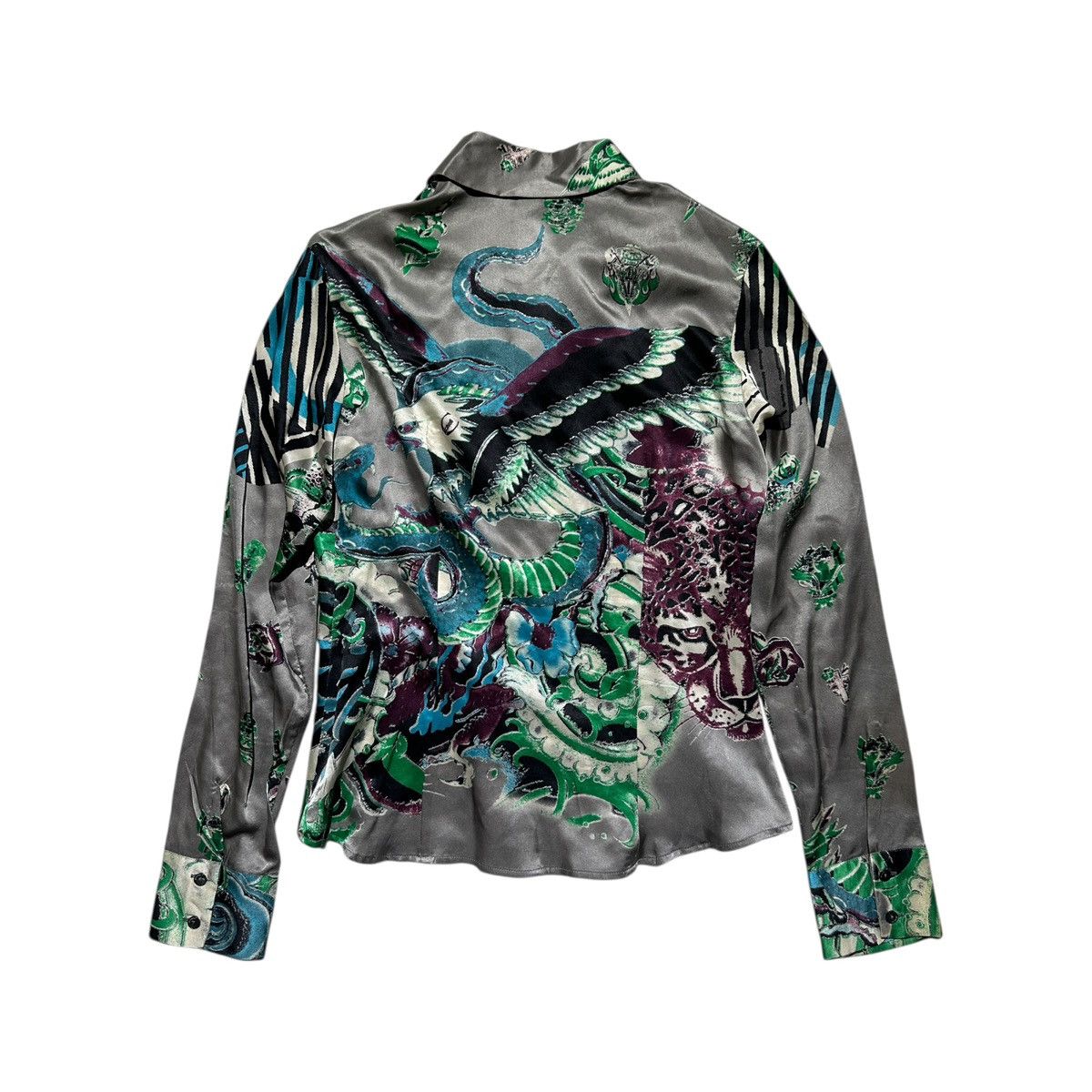 Just Cavalli × Roberto Cavalli Tattoo Tiger Graphic silk shirt Size M / US 6-8 / IT 42-44 - 2 Thumbnail