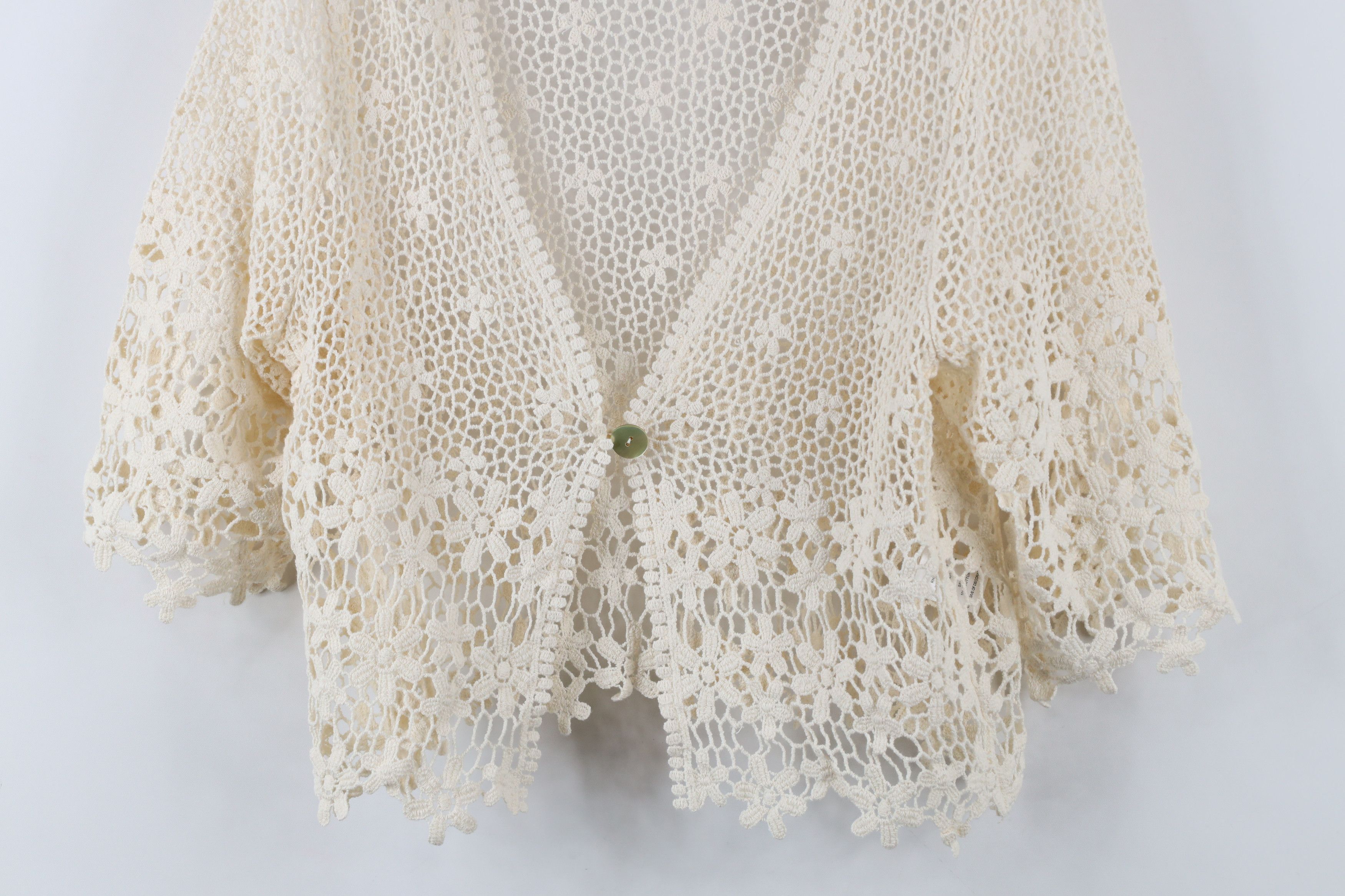 Vintage Vintage 90s Y2K Babydoll Crochet Flower Cardigan Sweater Size M / US 6-8 / IT 42-44 - 3 Thumbnail