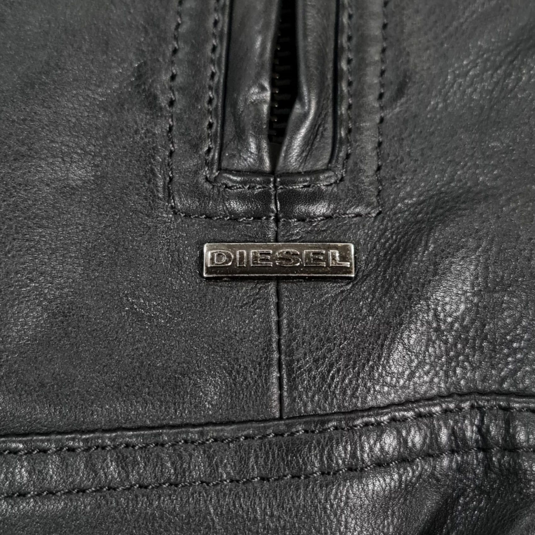 Diesel VINTAGE Diesel Womens Leather Jacket Black XS Biker Full Zip Leather Jacket Women XS Black Biker Full Zip Pockets Size XS / US 0-2 / IT 36-38 - 7 Thumbnail