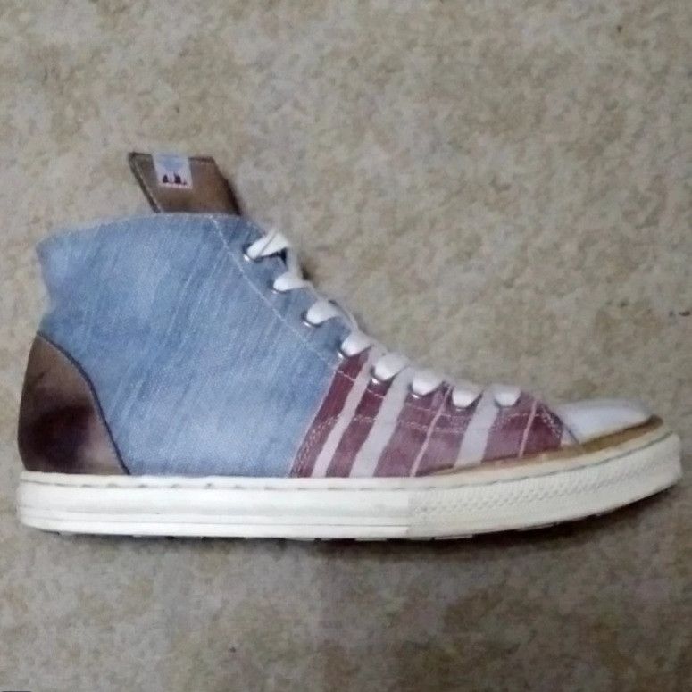 Visvim Visvim Lauda Stripe Folk Natural Dye Skagway hi top sneakers Size US 8 / EU 41 - 1 Thumbnail