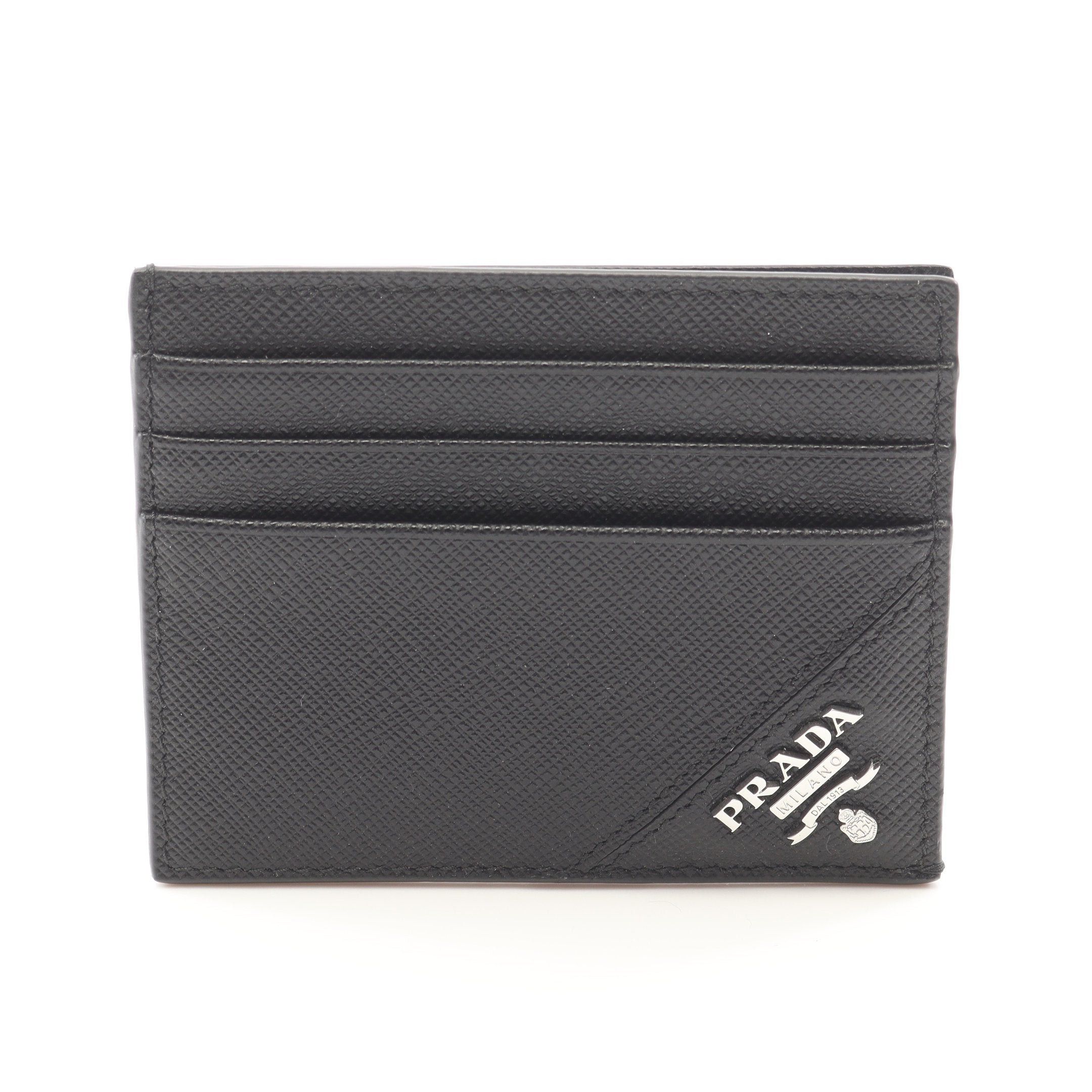 Prada Prada Saffiano Print Card Case Leather Black Size ONE SIZE - 1 Thumbnail