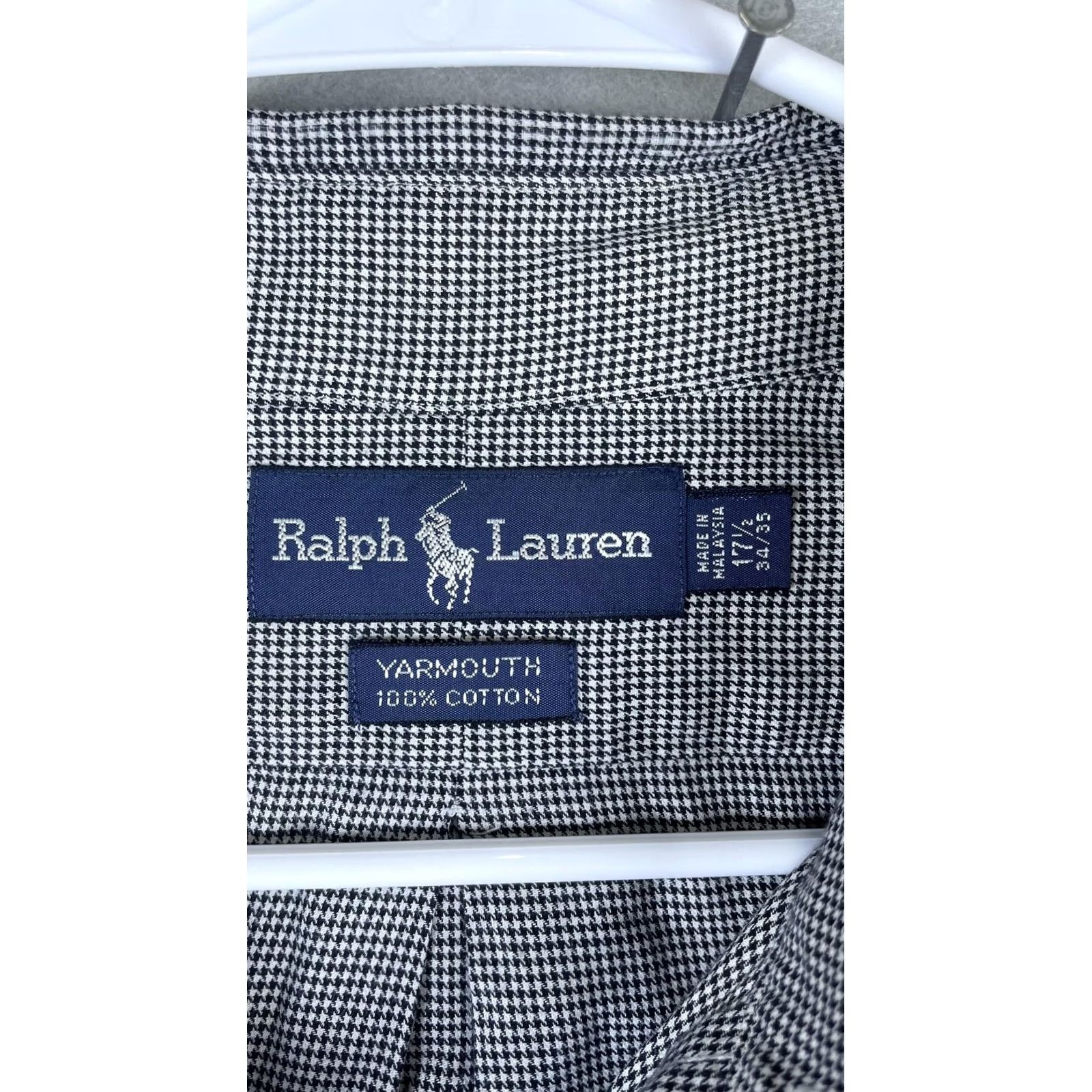 Ralph Lauren Ralph Lauren Yarmouth Shirt Mens 17.5 34/35 Gray Houndstooth Long Sleeve Size US XXL / EU 58 / 5 - 3 Thumbnail