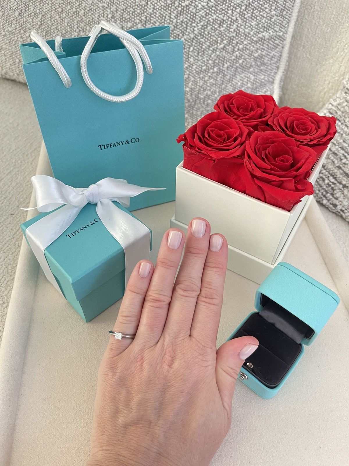 Tiffany & Co. Platinum .31 Princess Cut Diamond Ring 4 $2880