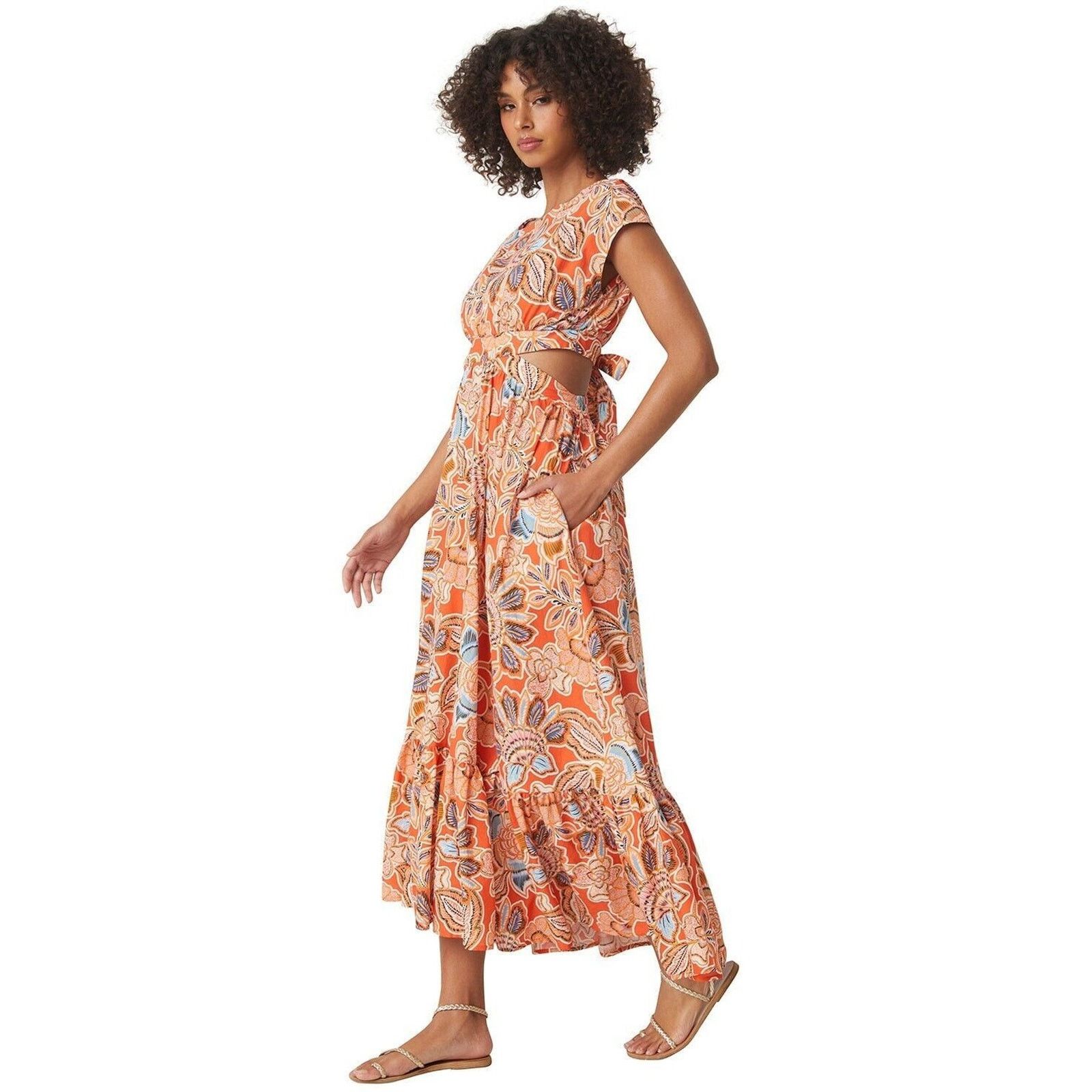 MISA Los Angeles MISA Los Angeles Dana Maxi Dress Tangerine Floral Backless L Size L / US 10 / IT 46 - 2 Thumbnail