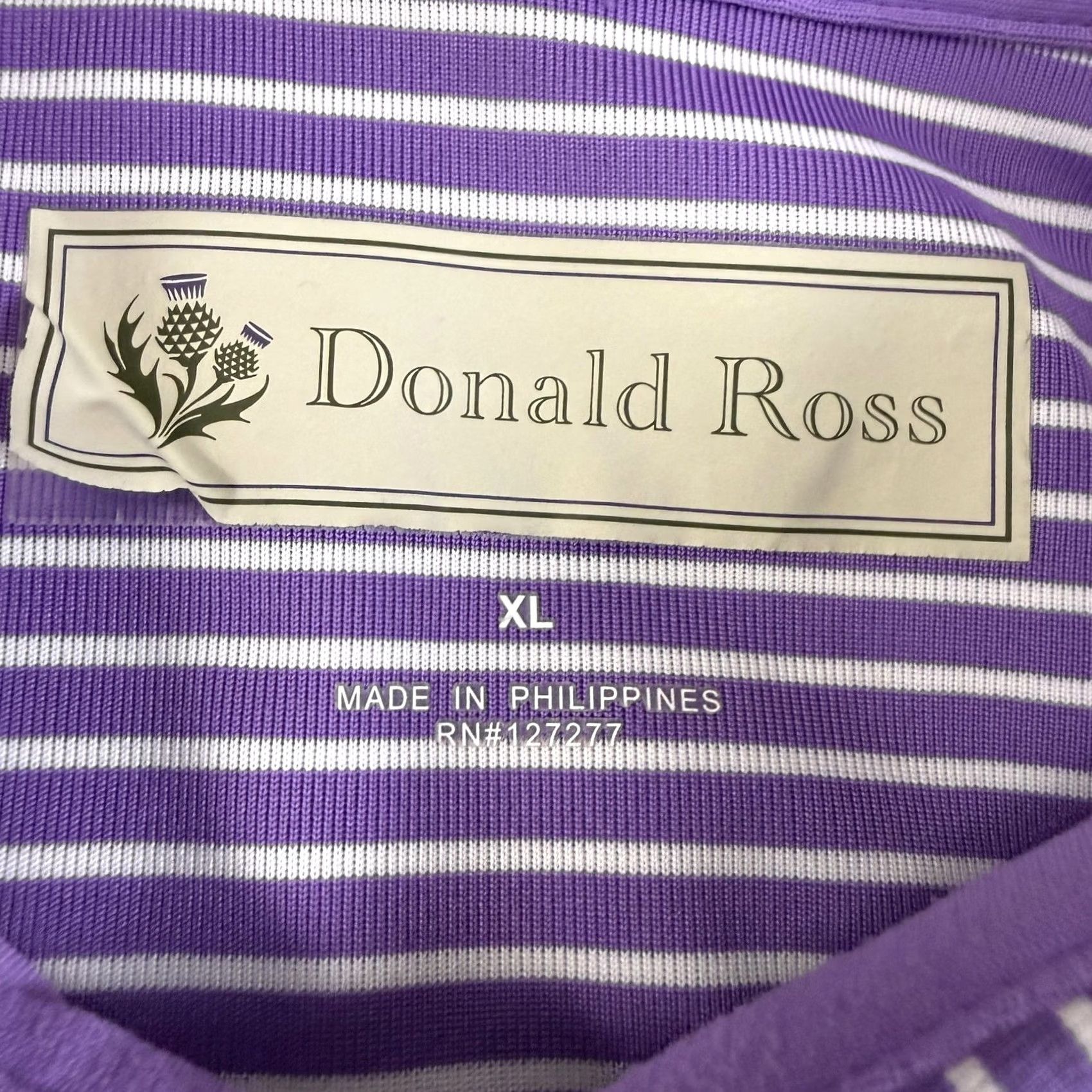Vintage Donald Ross Polo Shirt Mens XL Purple Stripe Golf Stretch Performance Size US XL / EU 56 / 4 - 5 Thumbnail