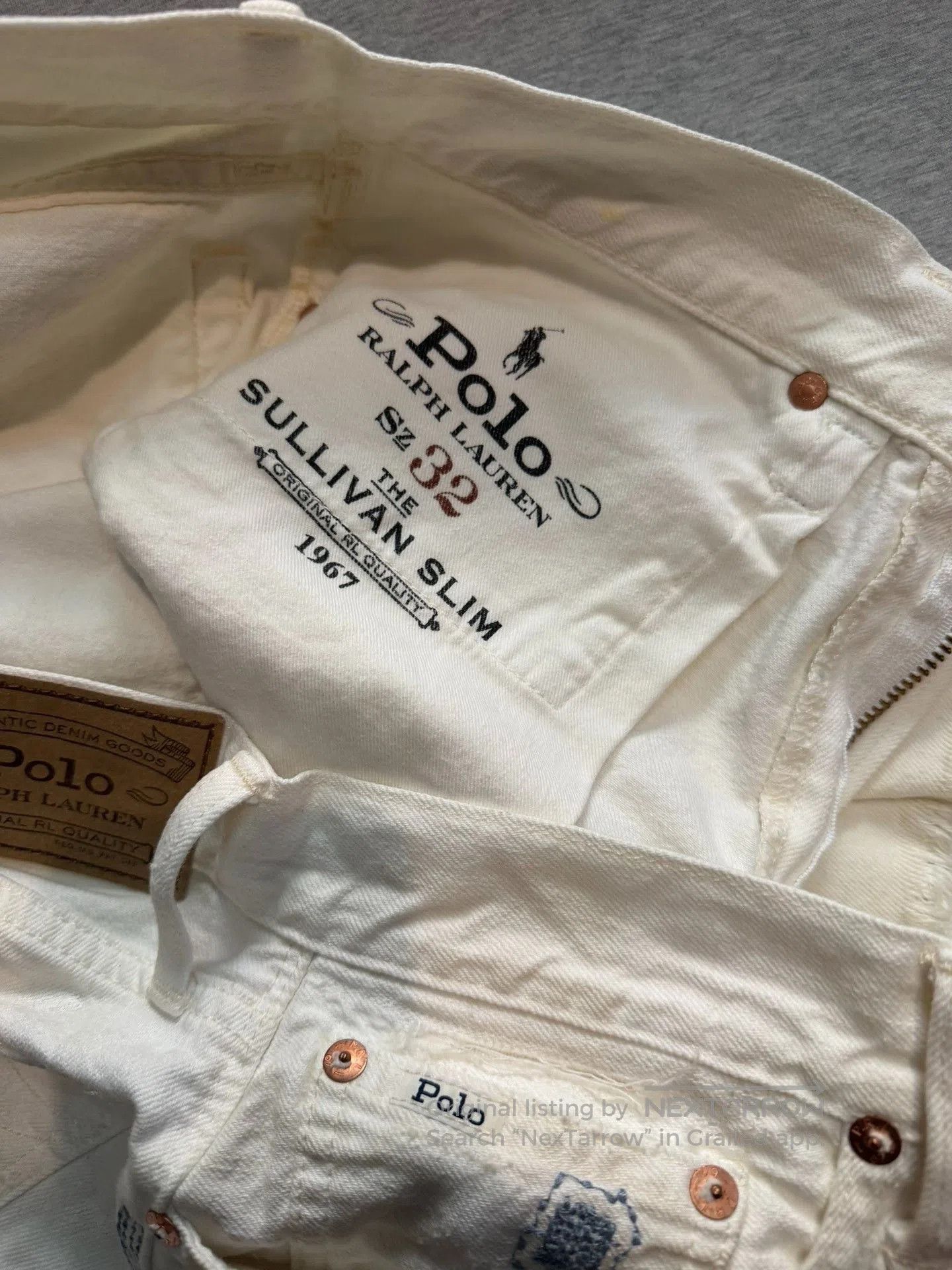 Polo Ralph Lauren Polo Washed Indigo Patch Distressed White Denim Shorts. Size US 32 / EU 48 - 6 Thumbnail