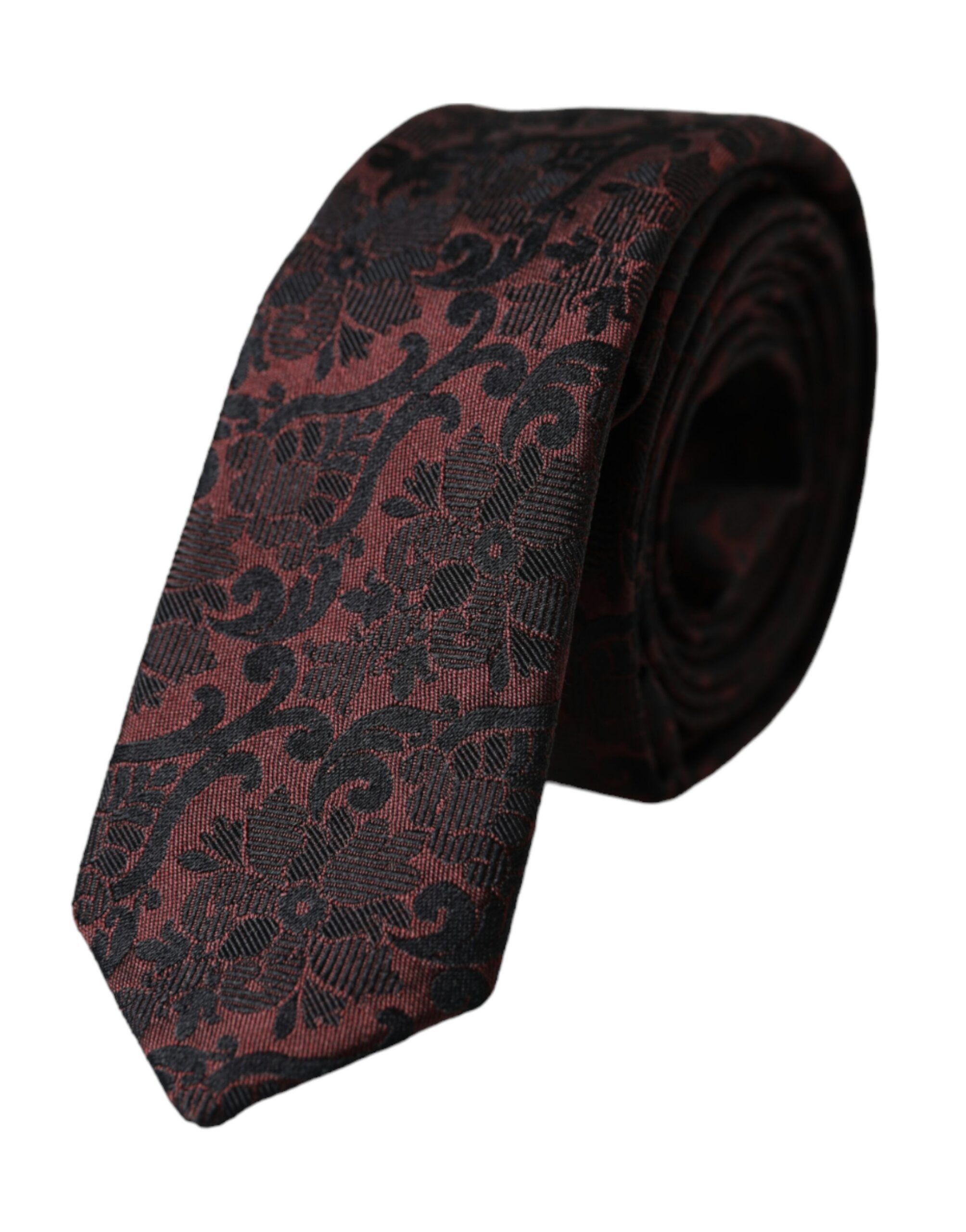 Dolce & Gabbana Maroon Floral Fantasy Silk Adjustable Men Men's Tie Size ONE SIZE - 1 Thumbnail