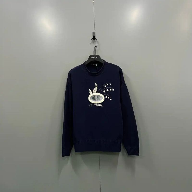 Dior Men's Navy Wool Long Sleeve Sweater 0089