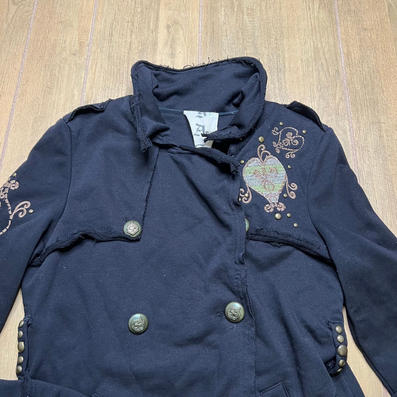 Vintage RAG COUTURE Jacket Womens M Black Embroidered Studded Y2K Size M / US 6-8 / IT 42-44 - 10 Thumbnail