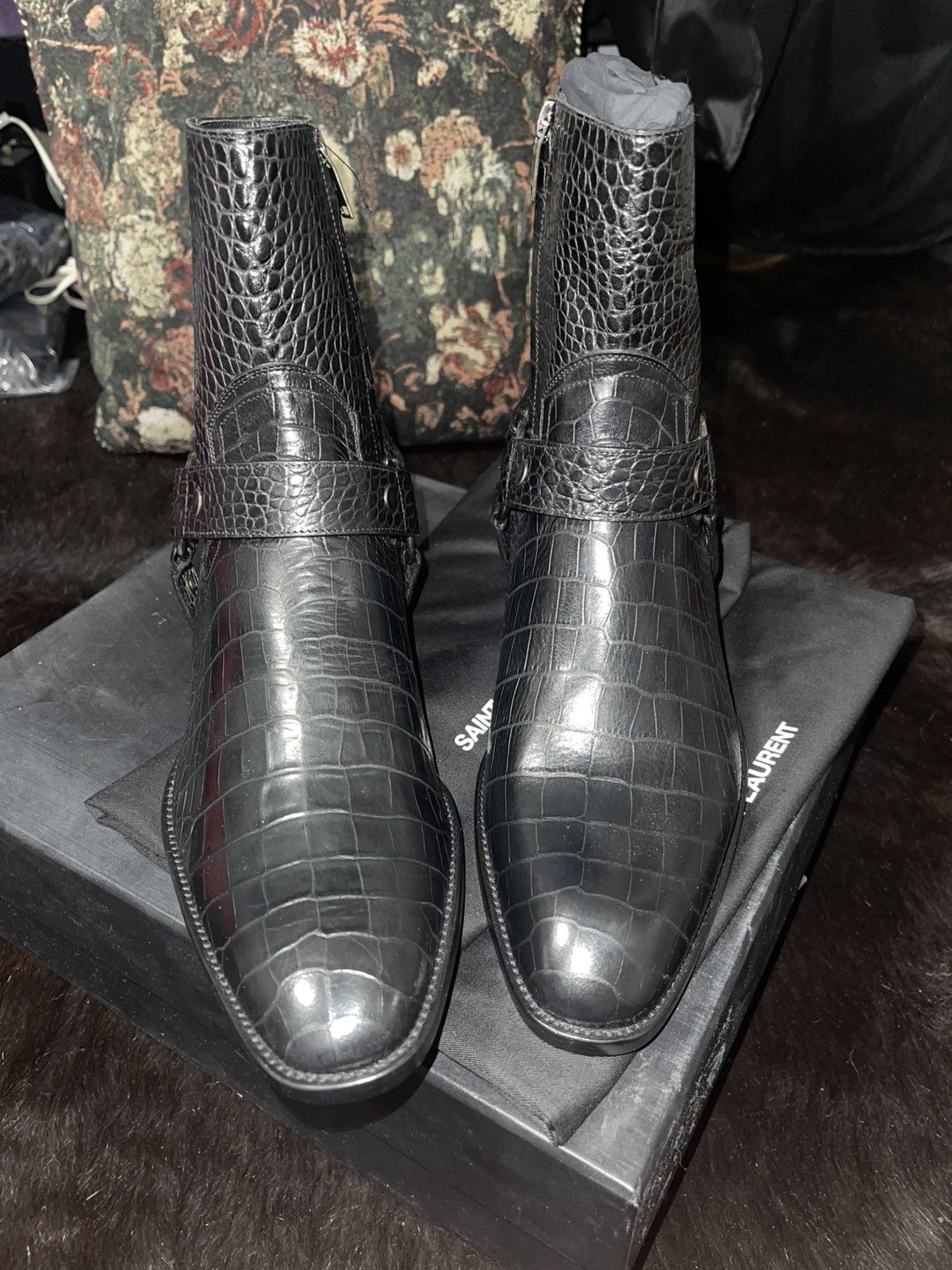 Saint Laurent Paris SAINT LAURENT PARIS WYATT FAKE CROC NERO MENS BOOT EU 41.5 Size US 8.5 / EU 41-42 - 4 Thumbnail