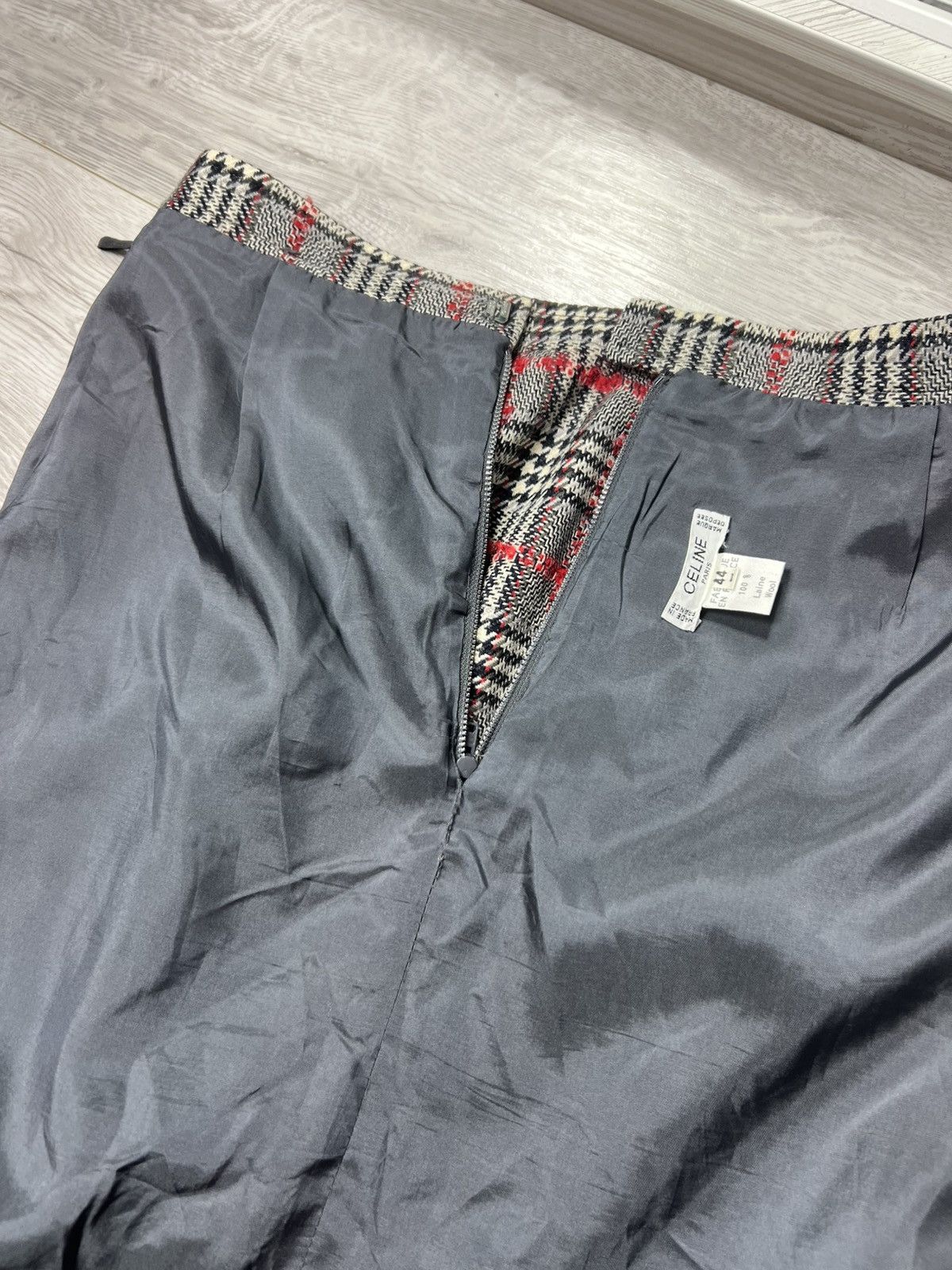 Celine Rare Vintage Celine Paris Tweed Wool Plaid Skirt Size 44 Size 32" / US 10 / IT 46 - 19 Thumbnail