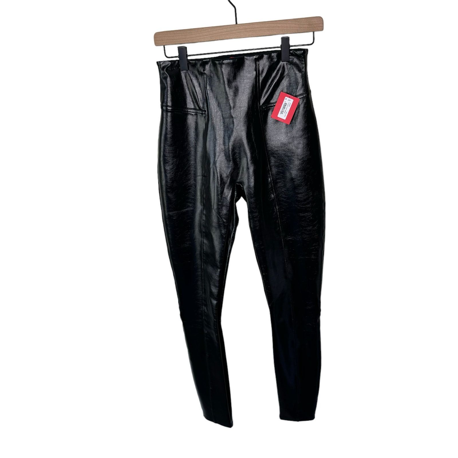 Spanx SPANX Black Faux Patent Leather Leggings Size Small NWT Size 26" / US 2 / IT 38 - 7 Thumbnail