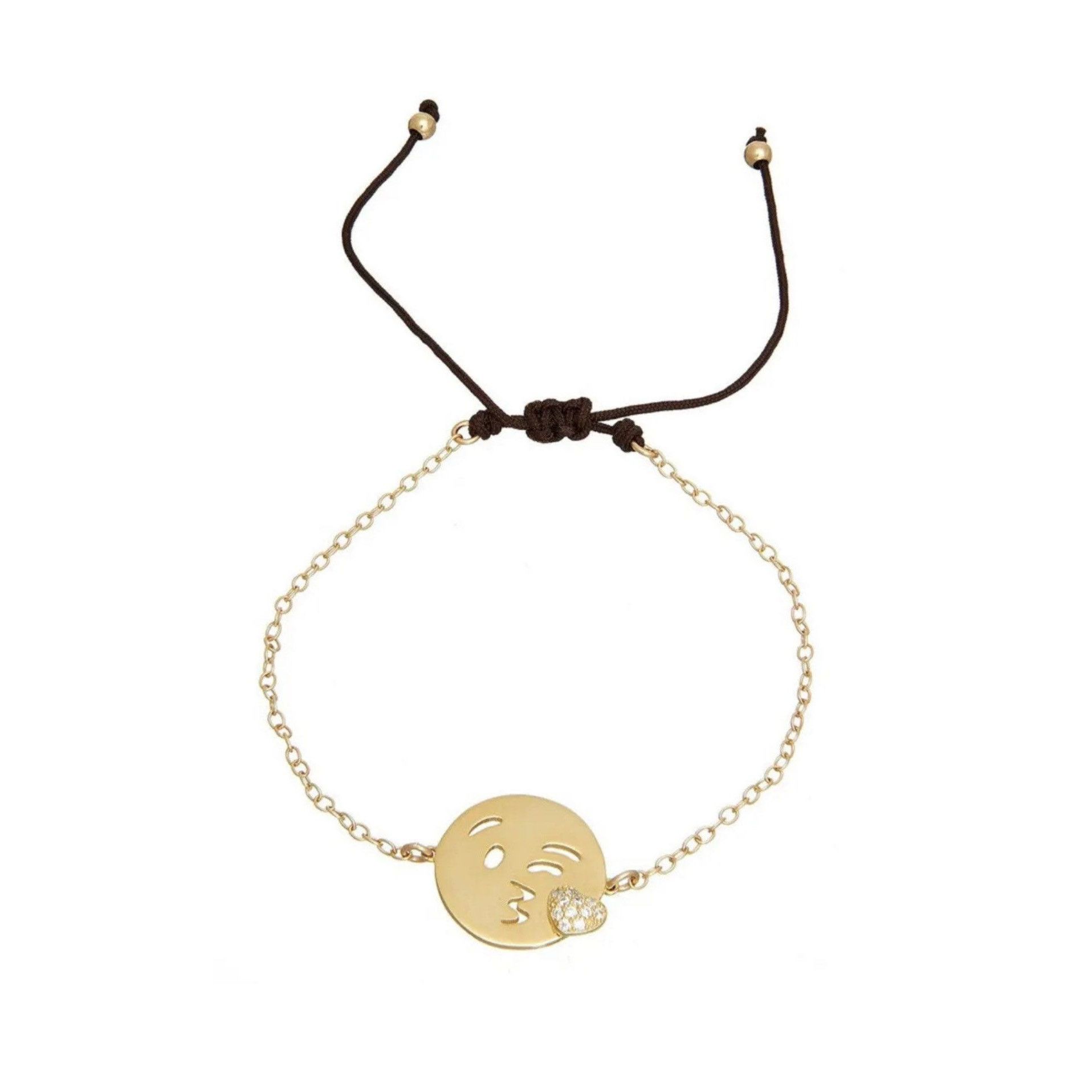 Other New Emoji Wink Kiss Sterling Silver 14K Gold Vermeil Bracele Size ONE SIZE - 3 Thumbnail
