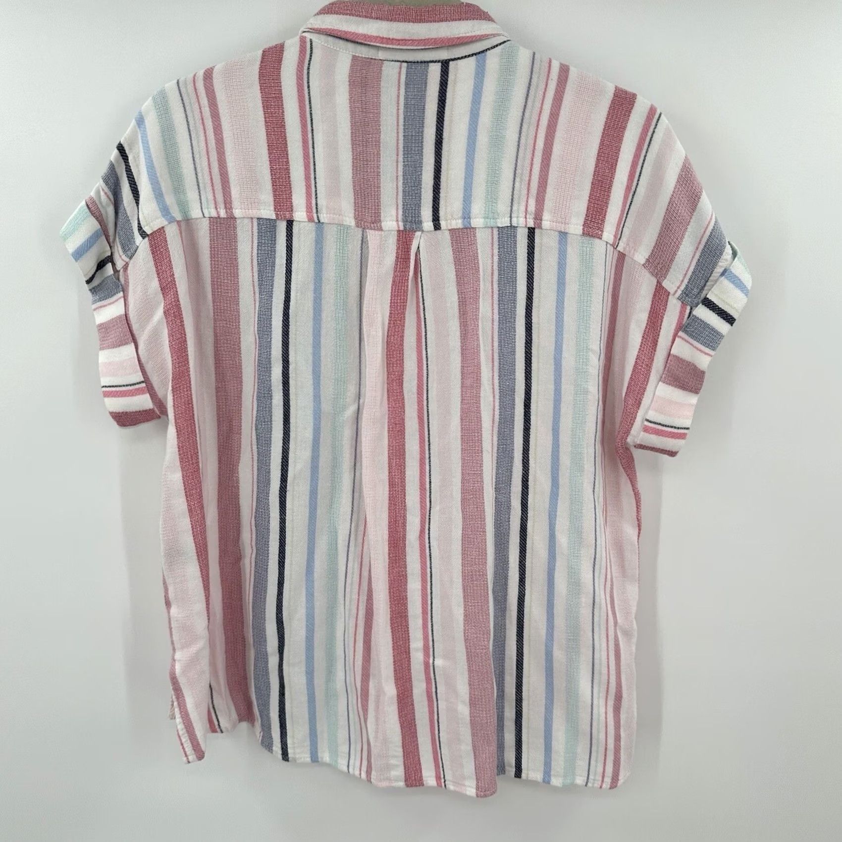 Bella Dahl Bella Dahl Womens XS Button Down Shirt Short Sleeve Multicolor Striped Pocketed Collared Bohemian Beachy Summer Casual Mens Womens Size XS / US 0-2 / IT 36-38 - 2 Thumbnail