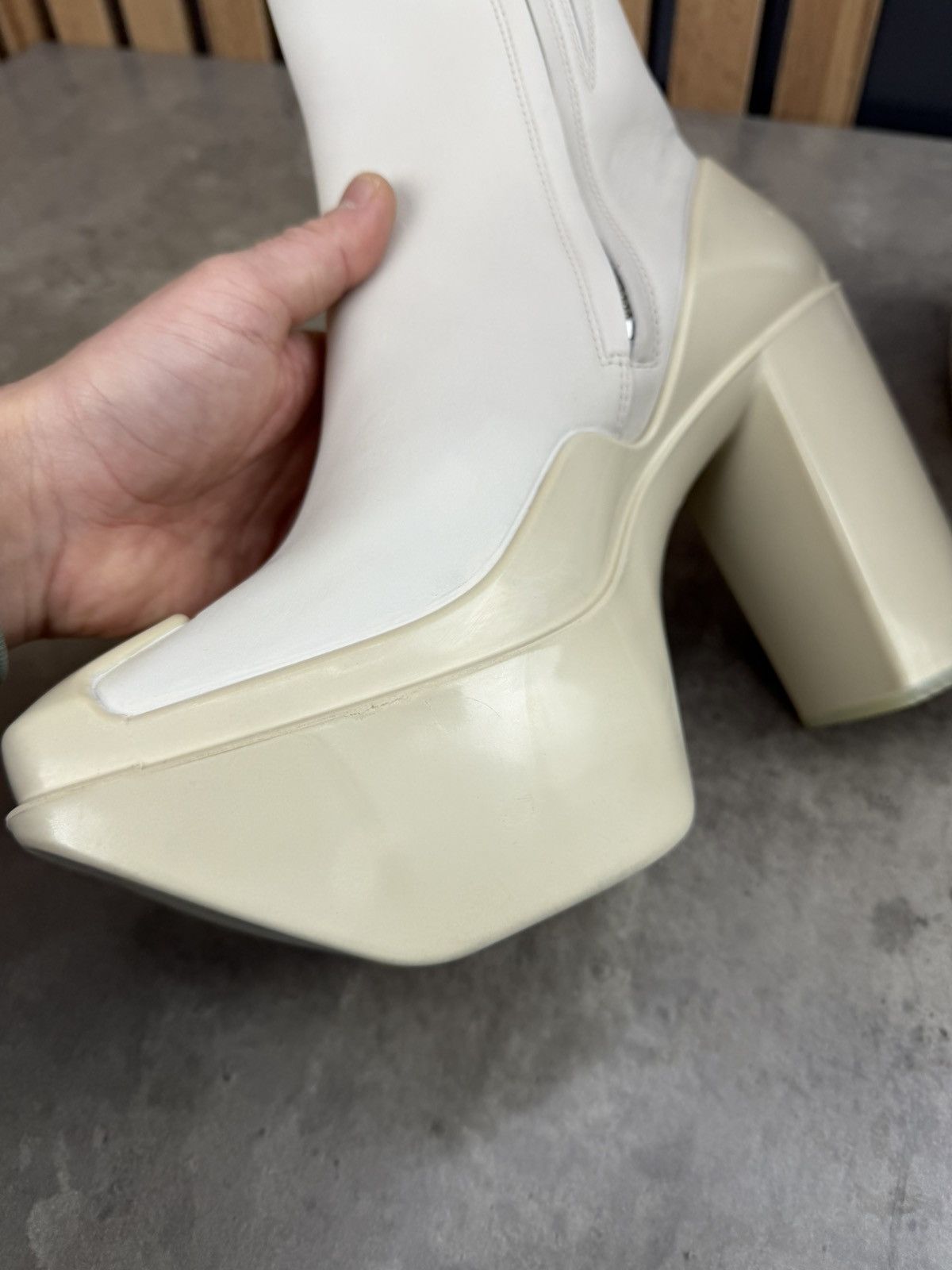 Peter Do at.kollektive x Peter Do Leather Platform Ankle Boots White Size US 10 / IT 40 - 11 Thumbnail
