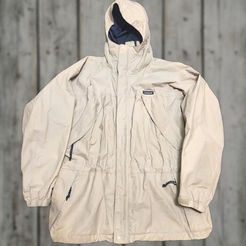 Patagonia VINTAGE Patagonia Storm Jacket Logo Zip Up Nylon Beige Men’s Large L Regular Hooded Windbreaker Size US L / EU 52-54 / 3 - 1 Thumbnail