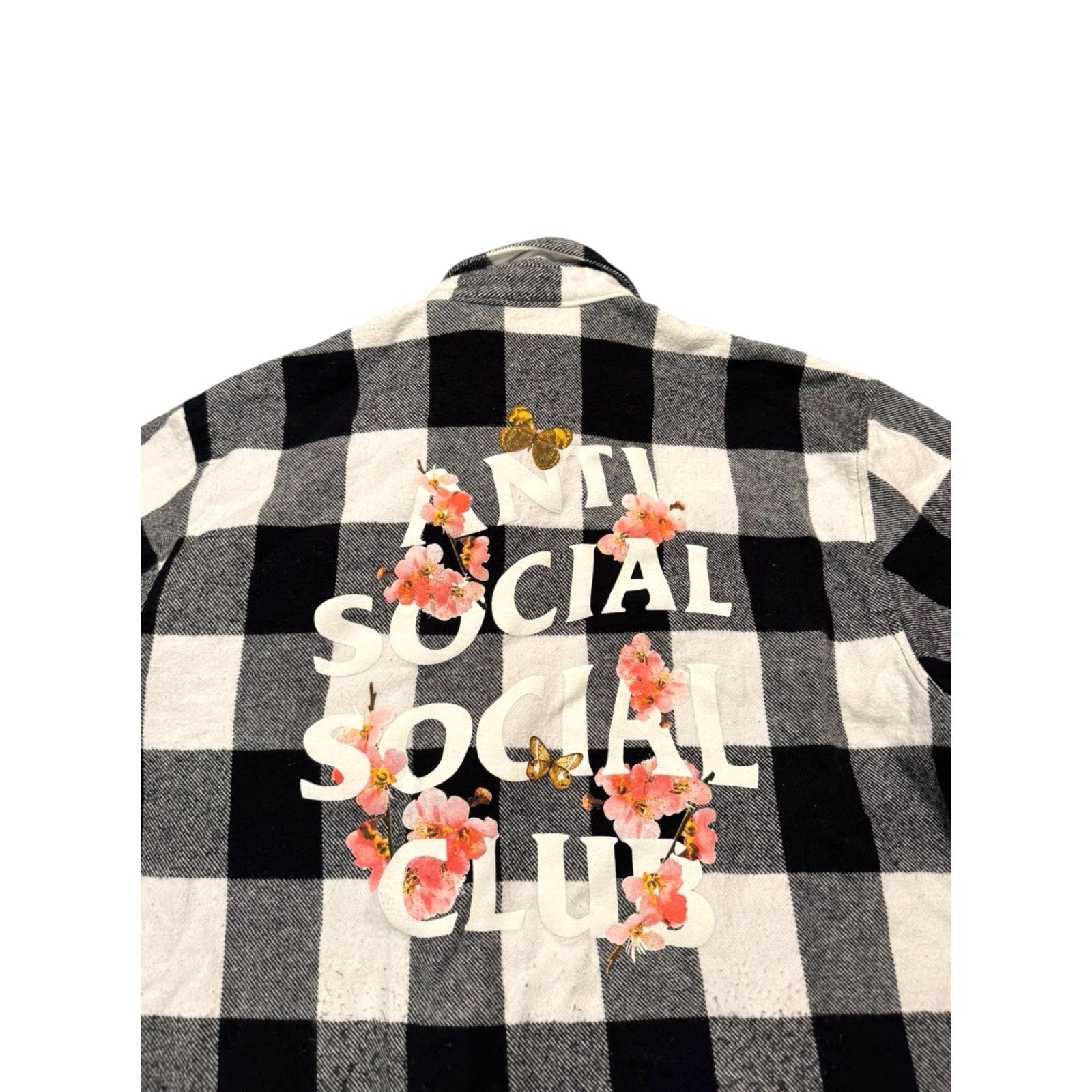Anti Social Social Club VINTAGE Anti Social Social Club Kkoch Flannel Shirt Men's White Black Floral L Size US L / EU 52-54 / 3 - 2 Thumbnail