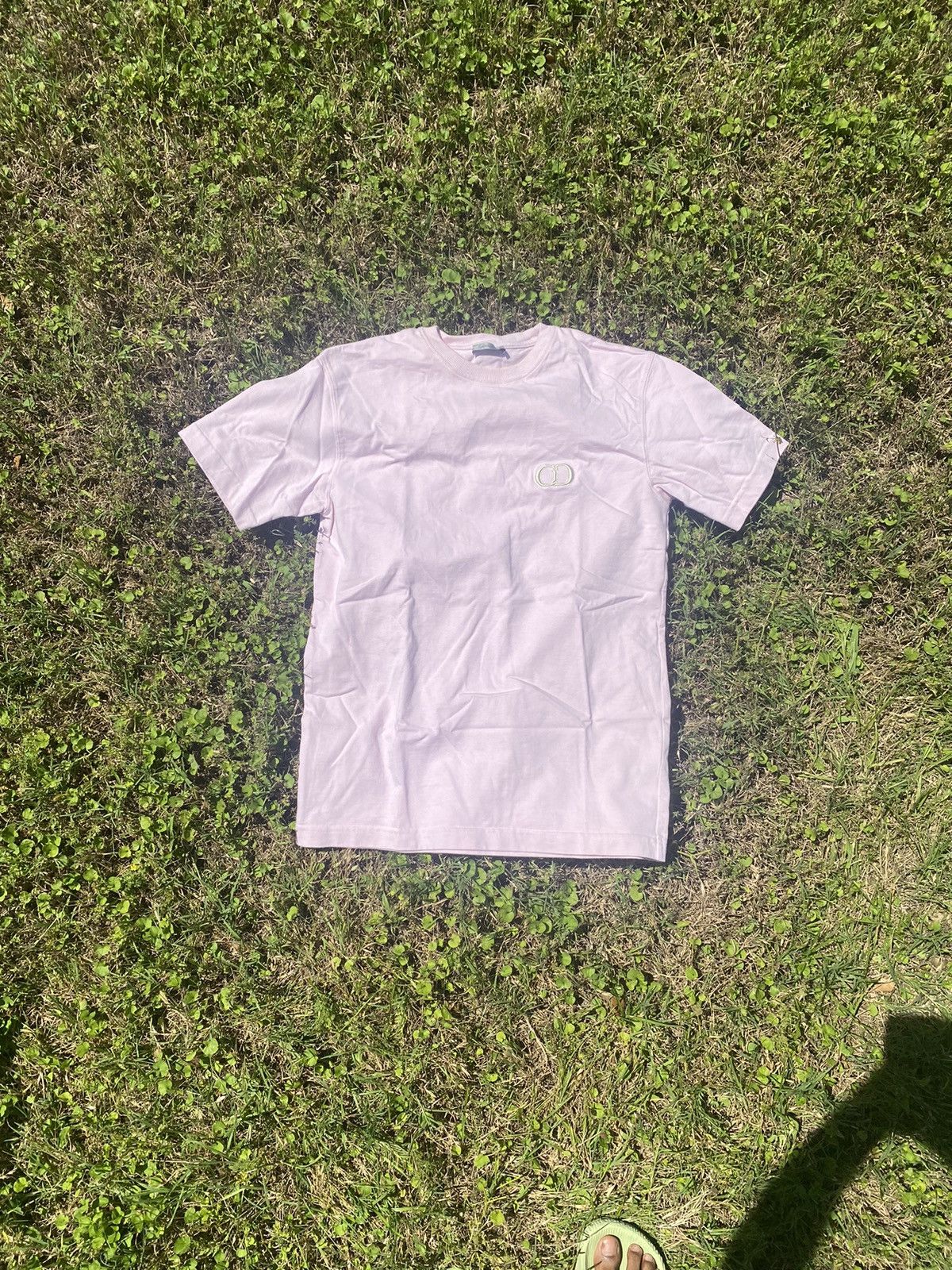 image of Salmon Dior “Cd” Tee in Pink, Men's (Size Small)