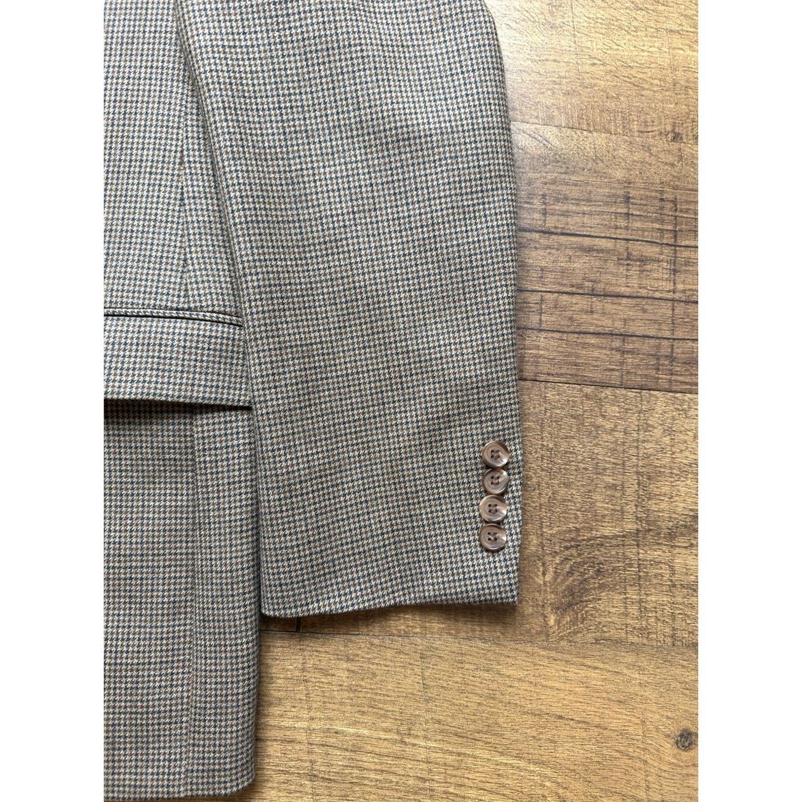 Ralph Lauren Ralph Lauren Blazer Single-Breasted Two-Button 100% Wool Houndstooth Overcheck Brown 40R Mens Jacket Coat Shirt? Size 40R - 4 Thumbnail