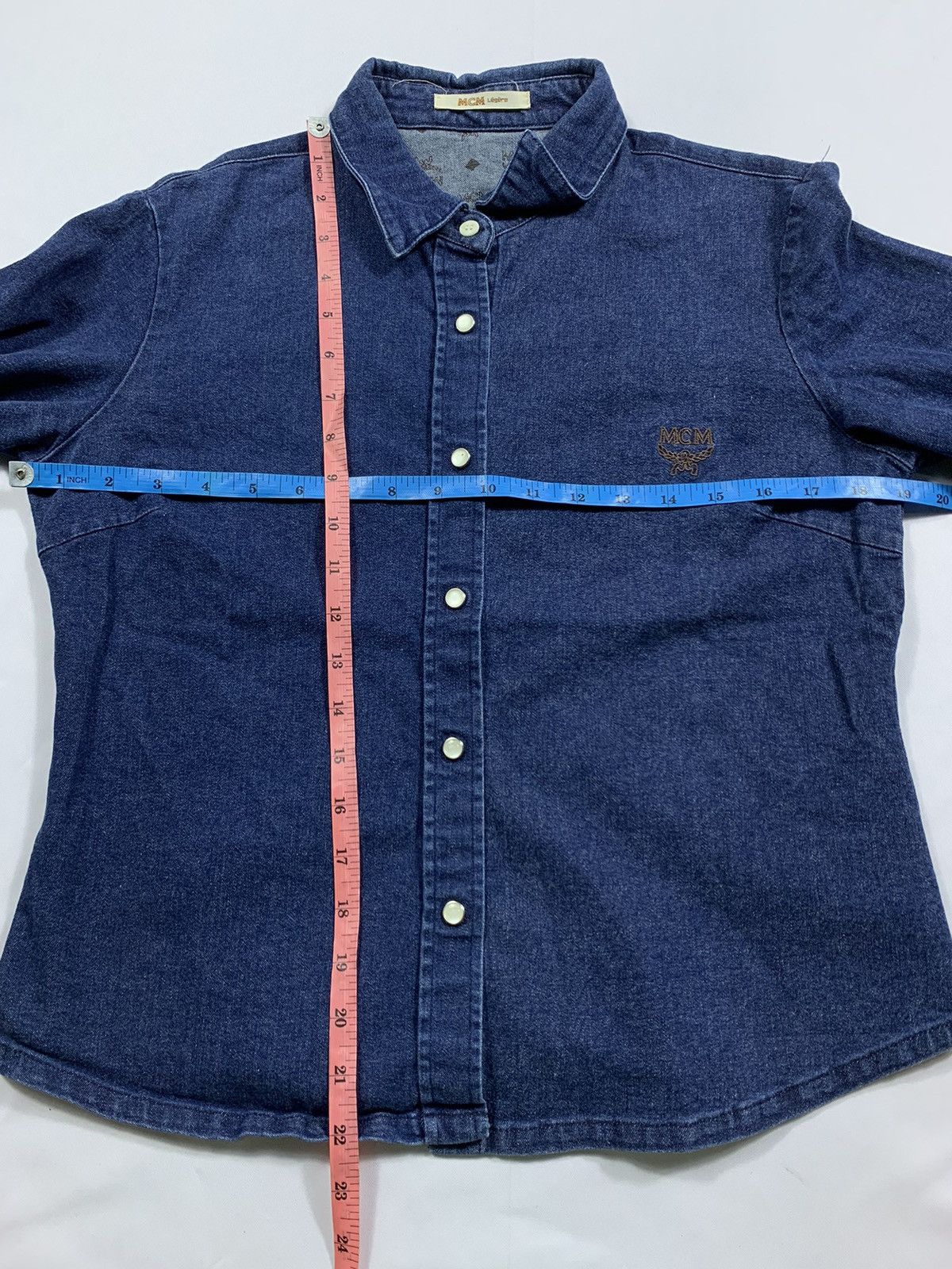 Orslow MCM Denim Monogram Button Shirt Size M / US 6-8 / IT 42-44 - 8 Thumbnail