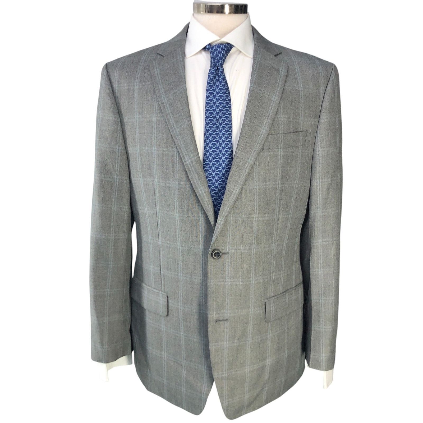 Michael Kors Michael Kors 42L Sport Coat Jacket Blazer Gray Windowpane Size 42L - 13 Thumbnail