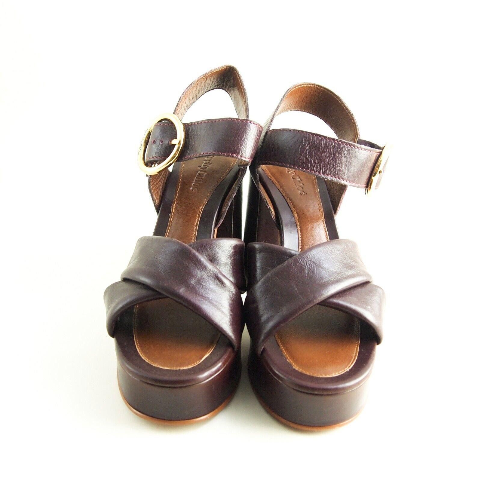 See by Chloe See by Chloe Lyna Sandals Heels Burgundy Leather EU 41 US 11 Size US 11 / IT 41 - 3 Thumbnail