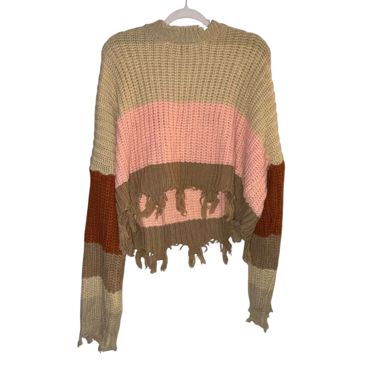 Other Storia color block striped distressed V neck cropped sweater Size L / US 10 / IT 46 - 4 Thumbnail