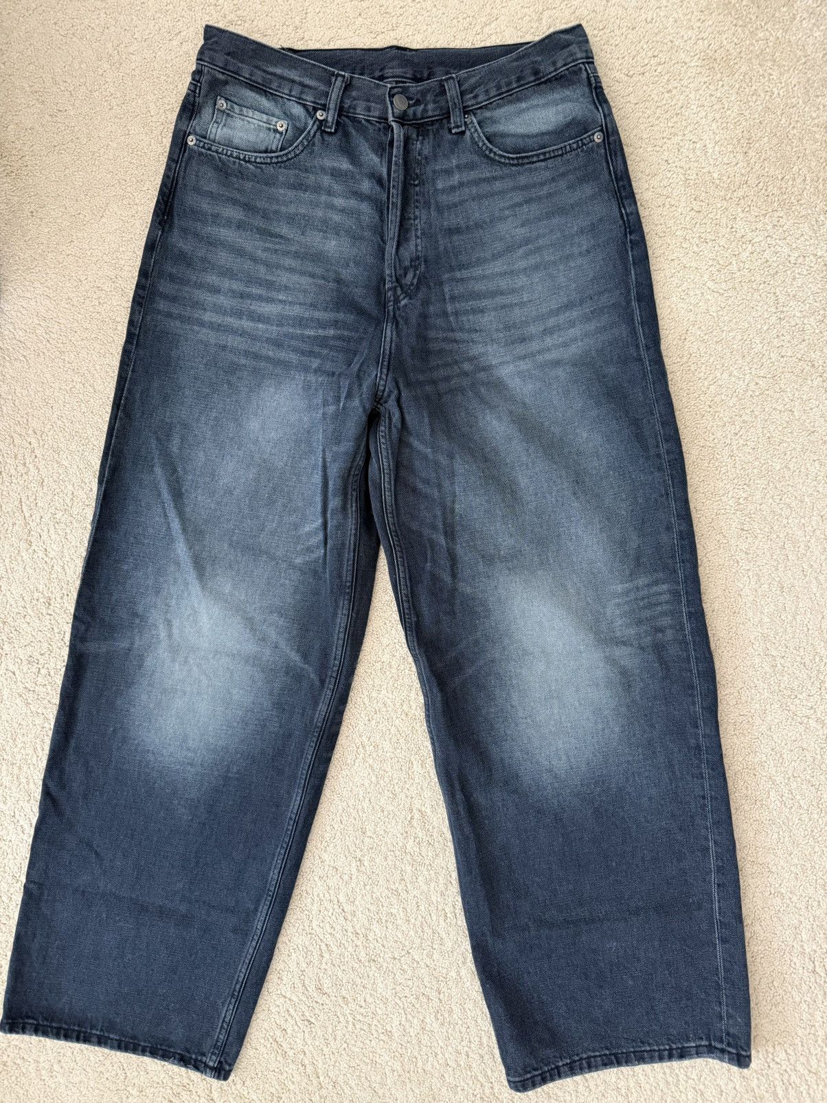 Weekday Weekday Astro low rise loose fit baggy streaky blue wash Size US 30 / EU 46 - 1 Thumbnail