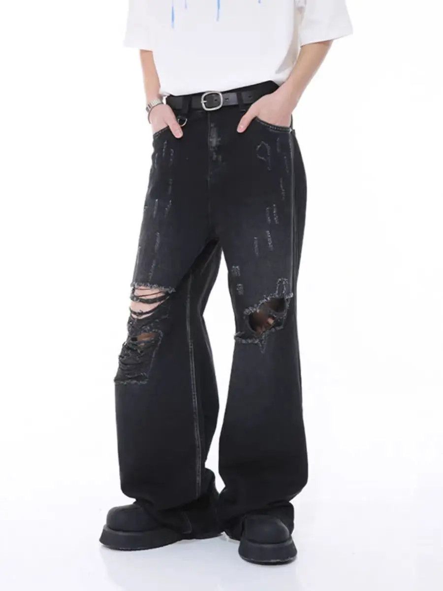 Japanese Brand × Jean Ripped hole design loose Harajuku jeans Size US 34 / EU 50 - 2 Thumbnail