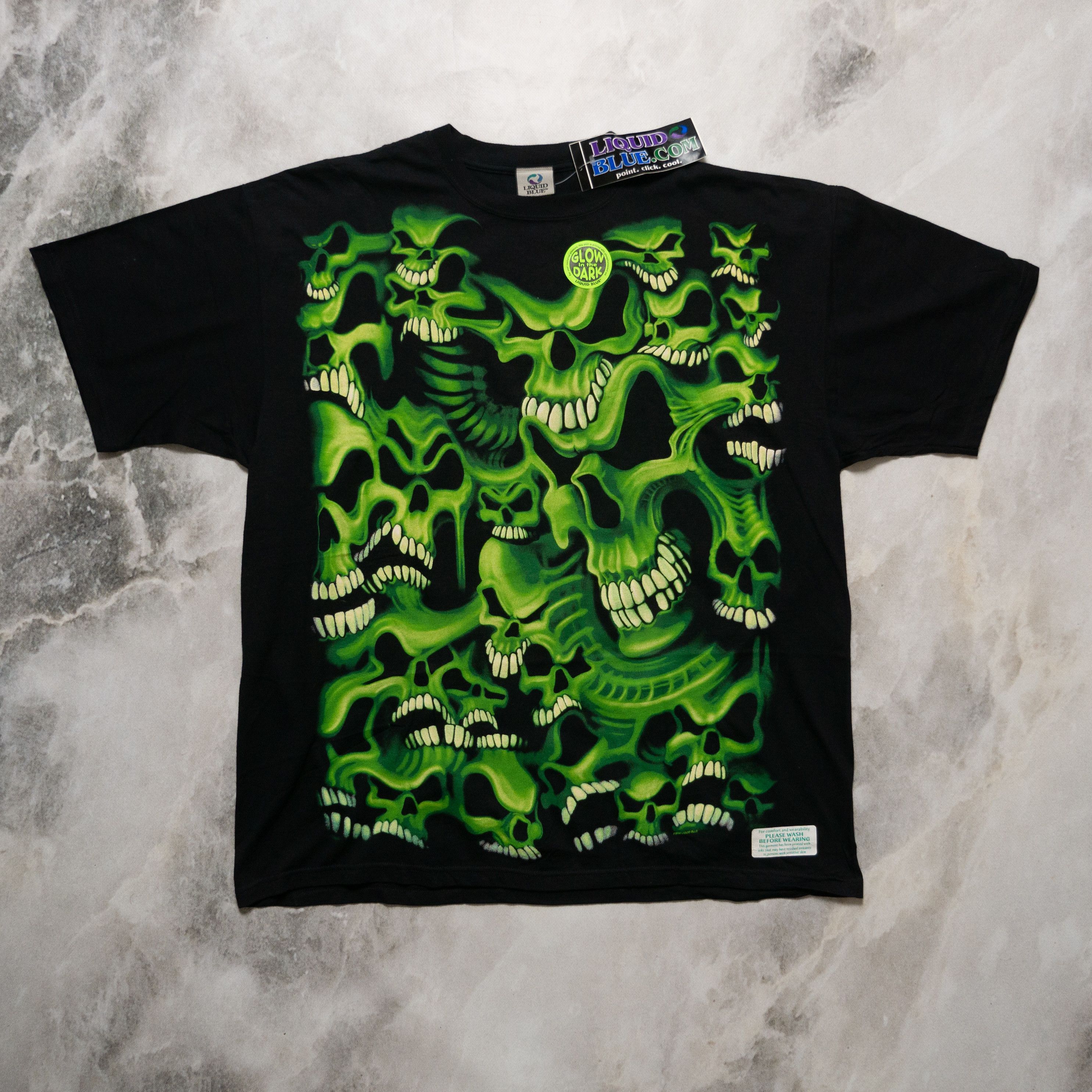 Liquid Blue Vintage Liquid Blue 2006 Skull Pile Rare Green Deadstock XXL Size US XXL / EU 58 / 5 - 1 Thumbnail