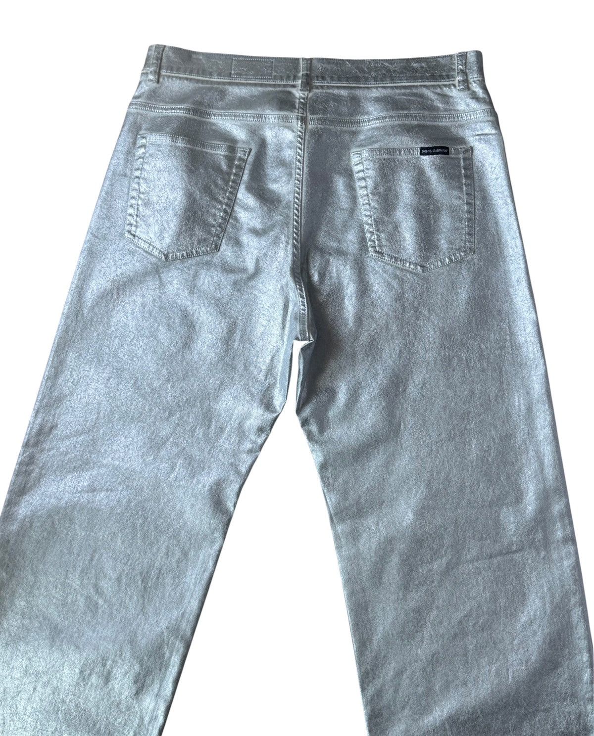 Dolce & Gabbana Dolce & Gabbana Silver Metallic Runway Straight Cut Pants Size US 34 / EU 50 - 4 Thumbnail