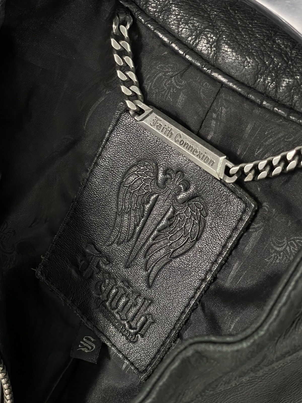 Faith Connexion × Vintage Faith Connexion Leather Zip Punk Metal Jacket Size S / US 4 / IT 40 - 8 Thumbnail