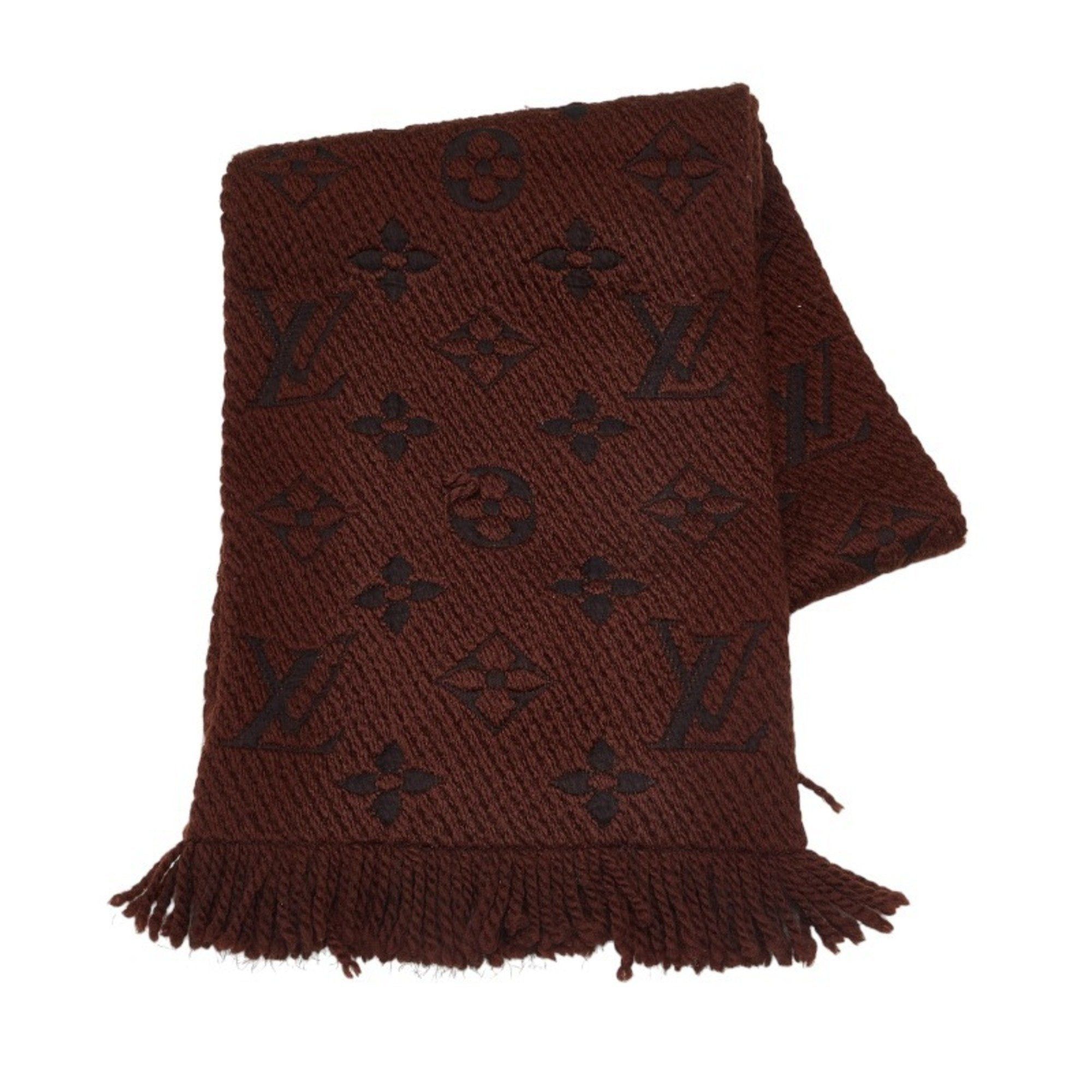 image of Louis Vuitton Monogram Escharpe Mania Muffler M72241 Brown Black Wool Silk Ladies, Women's