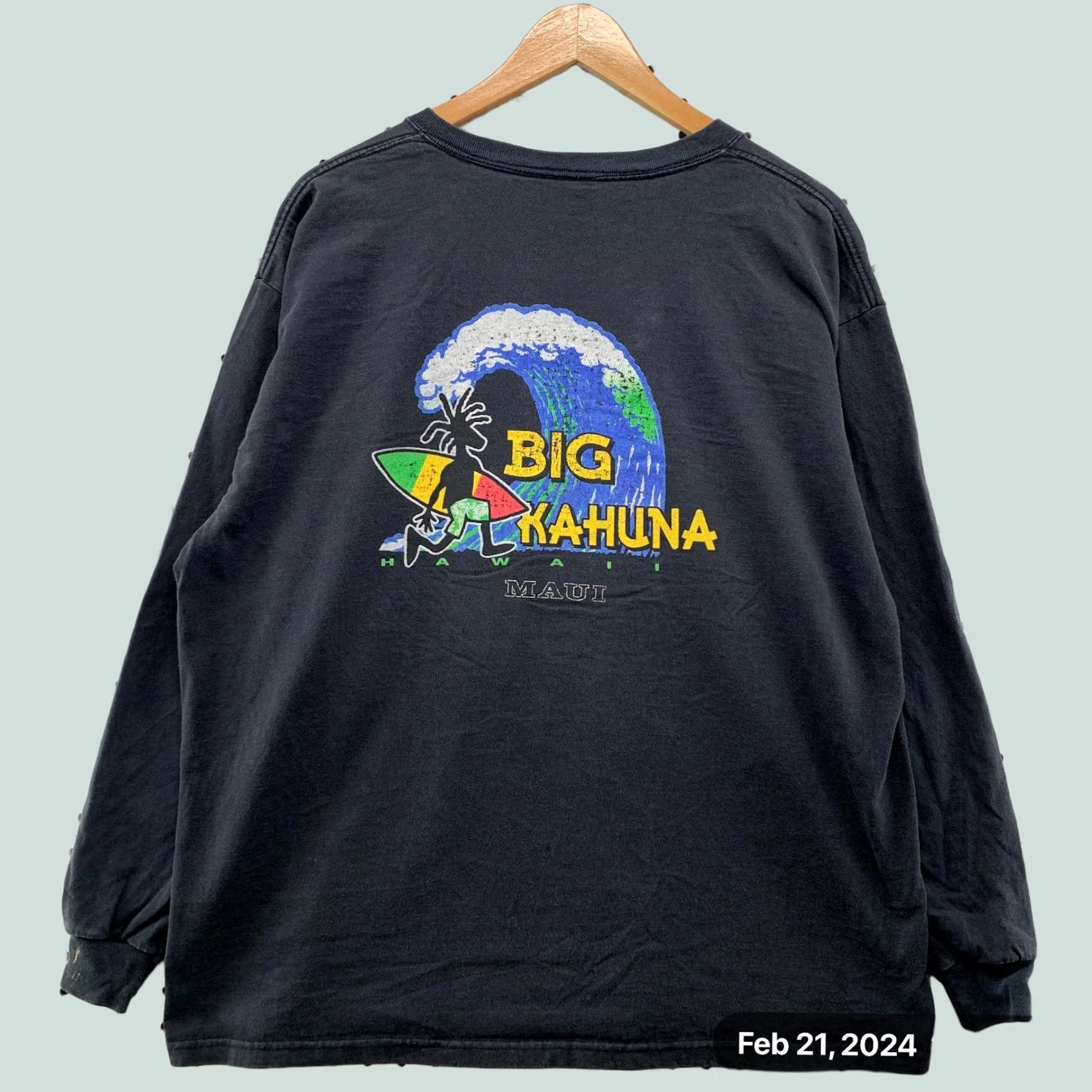Delta VINTAGE Big Kahuna Maui Hawaii Shirt Mens XL Black Long Sleeve Surfer Size US XL / EU 56 / 4 - 1 Thumbnail