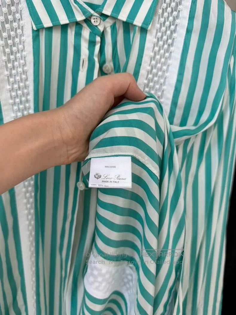 Loro Piana Loro Piana Silk Striped Long Sleeve Shirt. Size US L / EU 52-54 / 3 - 7 Thumbnail