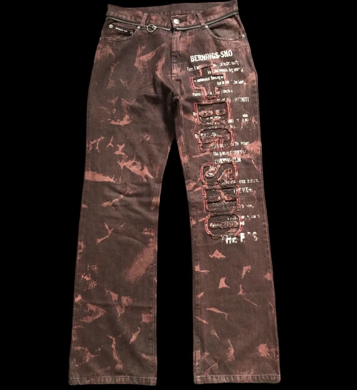 Japanese Brand D97 BERNINGS SHO Punk Seditionaries Flare Distressed Jeans Size US 30 / EU 46 - 2 Thumbnail