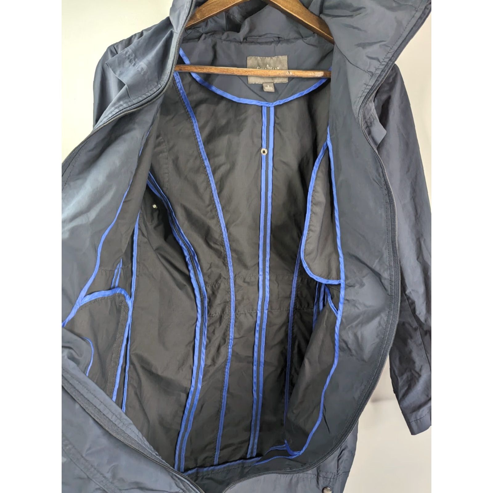 Cole Haan Cole Haan Hooded Full Zip Rain Jacket Navy Blue Size Small Women Adult Regular Long Coat Size S / US 4 / IT 40 - 4 Thumbnail