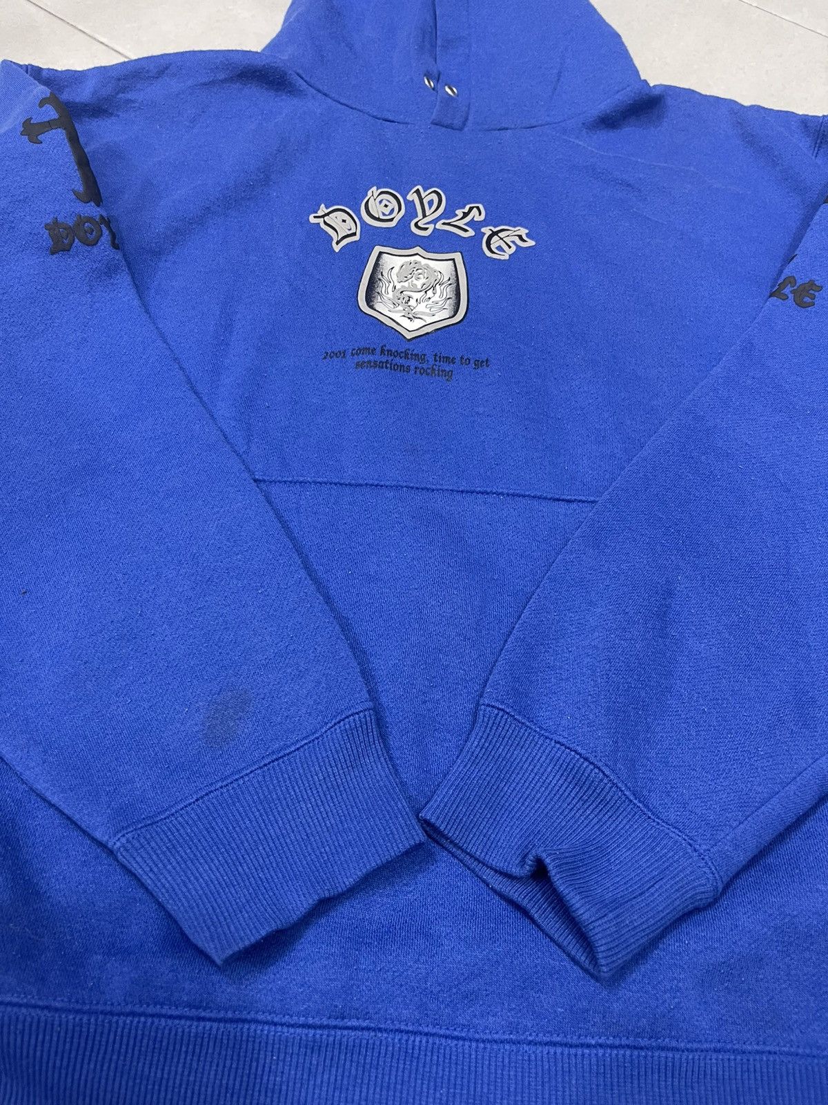 Vintage VINTAGE DOYLE Y2K Blue Cross Hoodie - "2001 Come Knocking" Size US XL / EU 56 / 4 - 12 Thumbnail