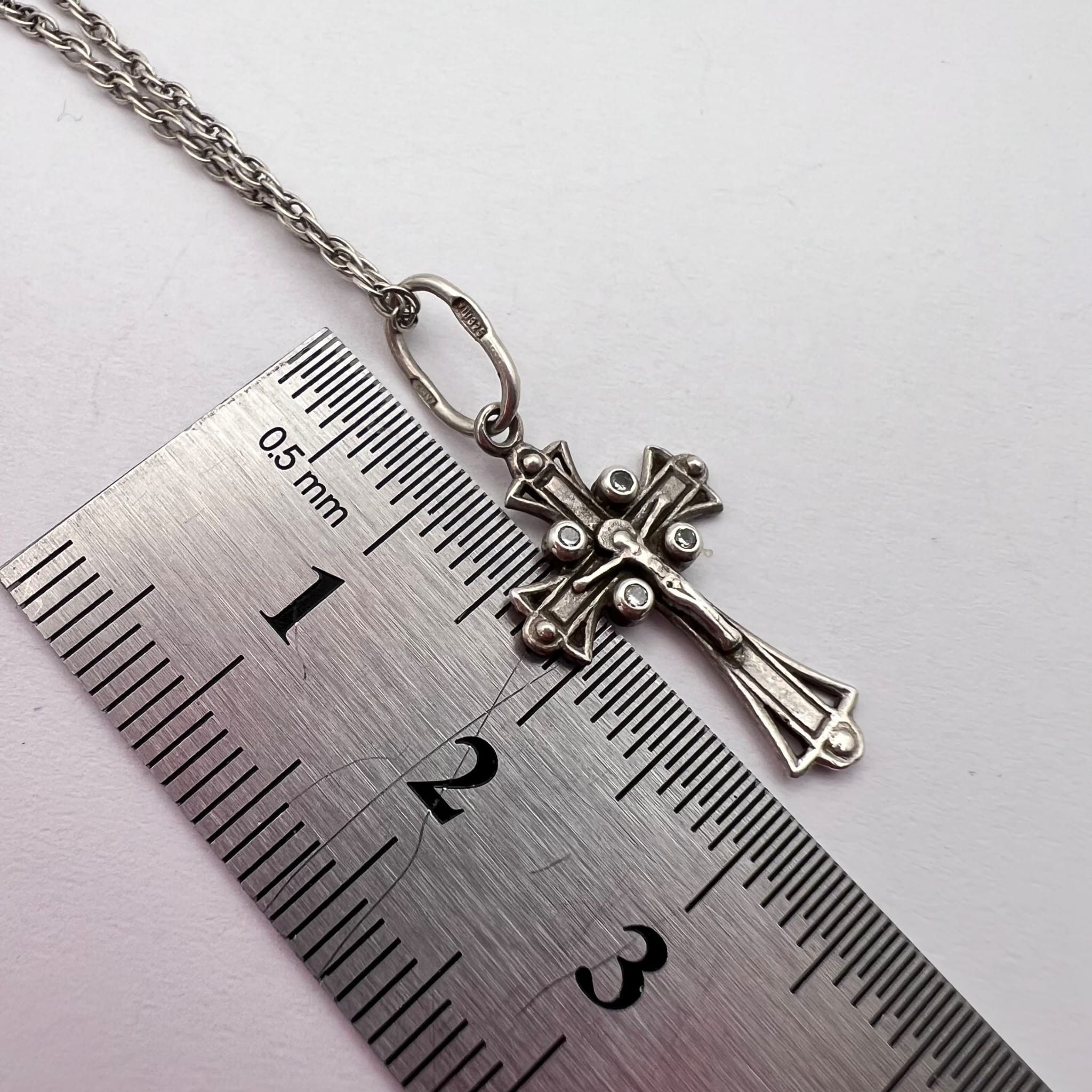 Sterling Silver Sterling Silver 925 Cross Pendant Necklace Vintage Style Size ONE SIZE - 2 Thumbnail