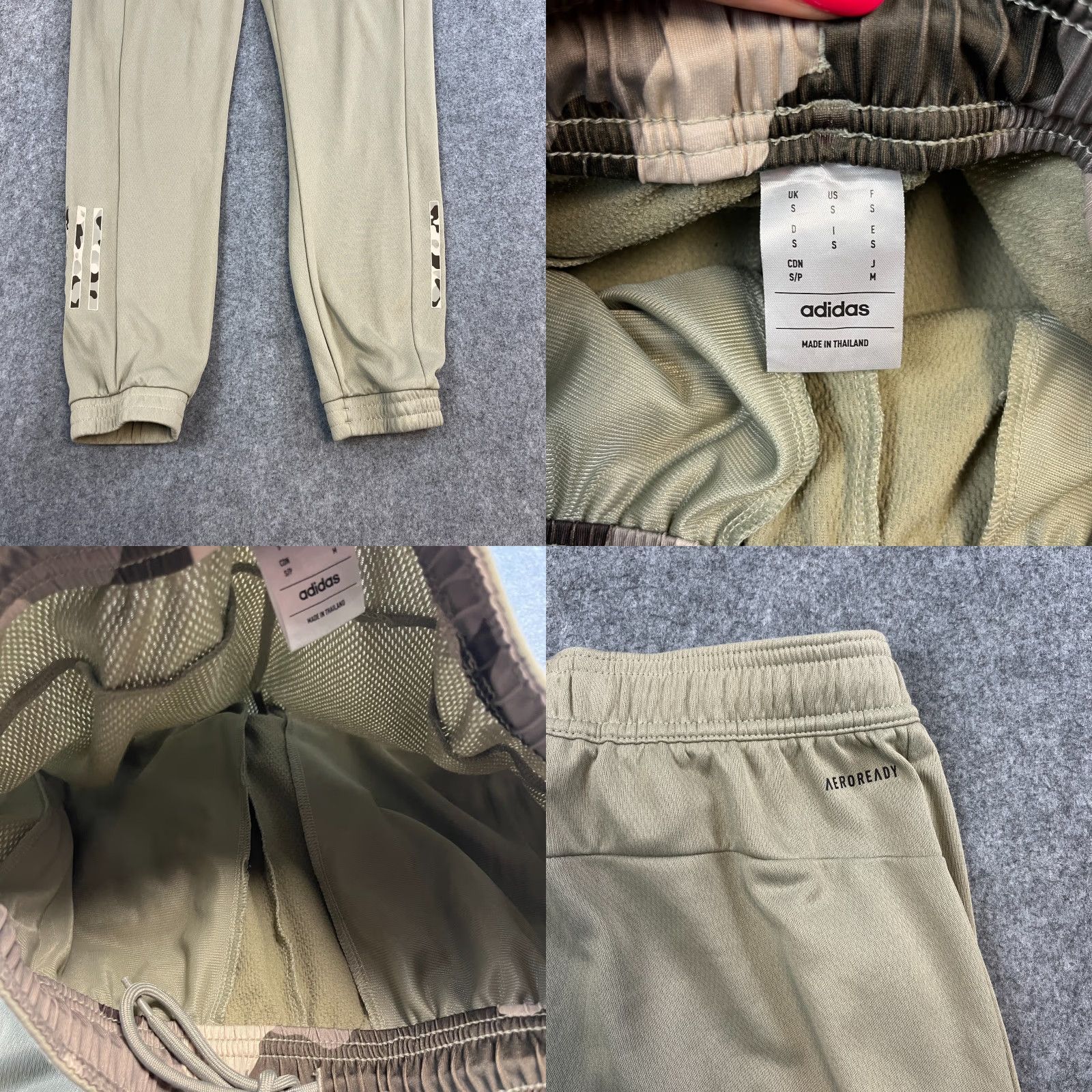 Adidas Adidas Mens Track Pants Sweat Joggers S Green Camouflage Print Trousers Regular Fit Pockets Waist 28in Size US 29 - 8 Thumbnail