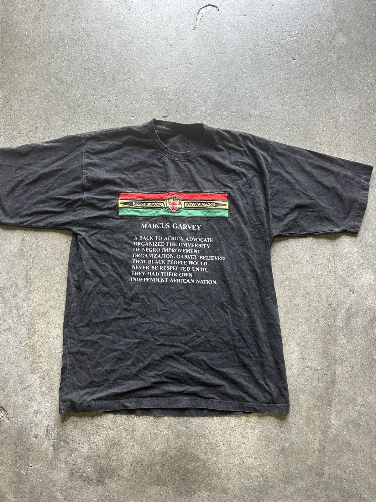 Image of Vintage Stop & Think Marcus Garvey in Black, Men's (Size XL)