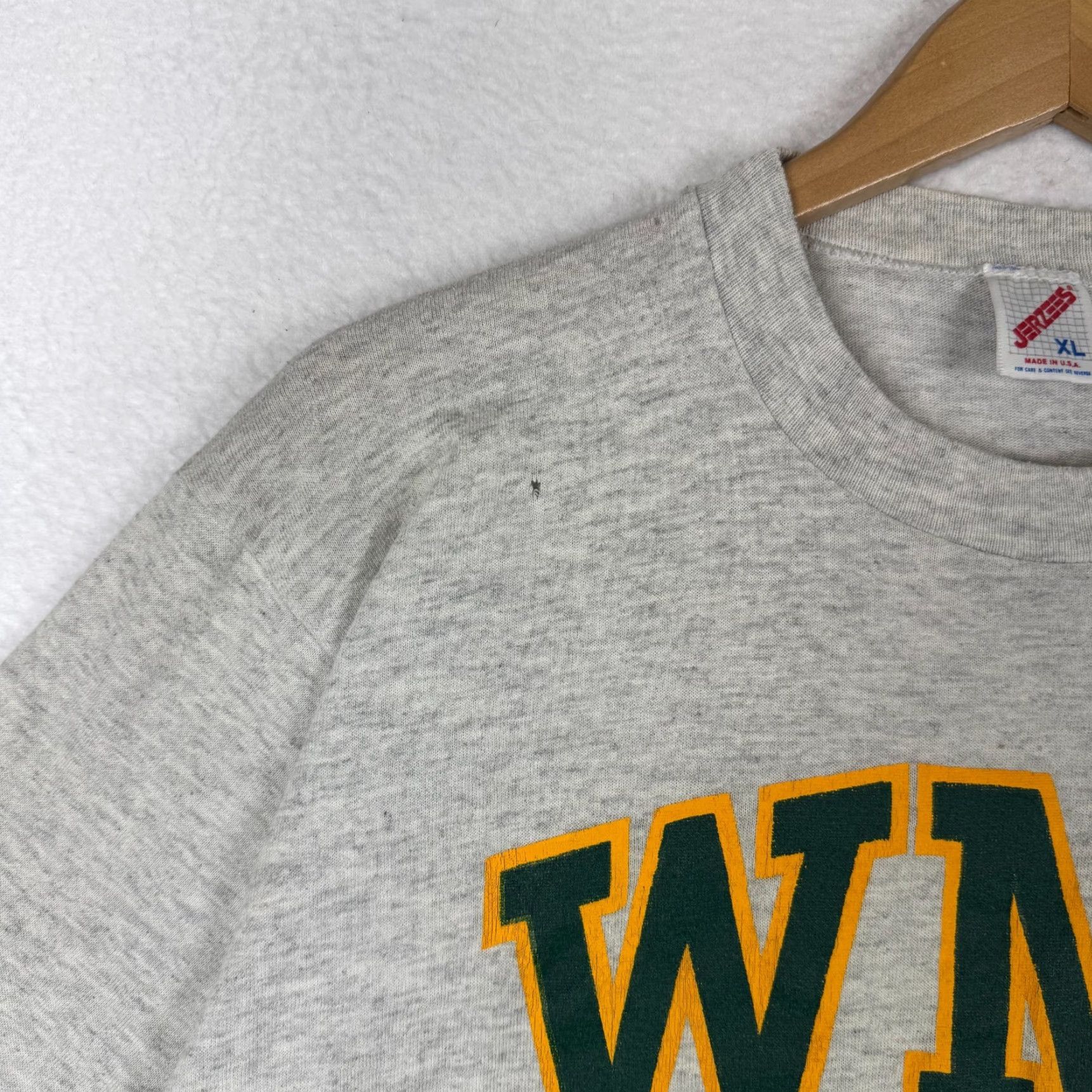 Jerzees VINTAGE Jerzees 80s 90s XL WMC Wrestling Single Stitch Shirt Spell Out Made USA T-Shirt Men Gray Cotton Short Sleeve Crew Neck Graphic Print 1990s Size US XL / EU 56 / 4 - 4 Thumbnail