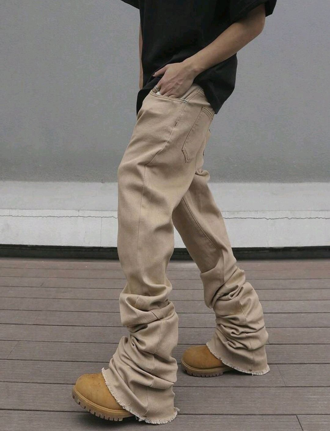 Japanese Brand × Jean Solid Color Long Stacking Flared Pleats Size US 31 - 5 Thumbnail