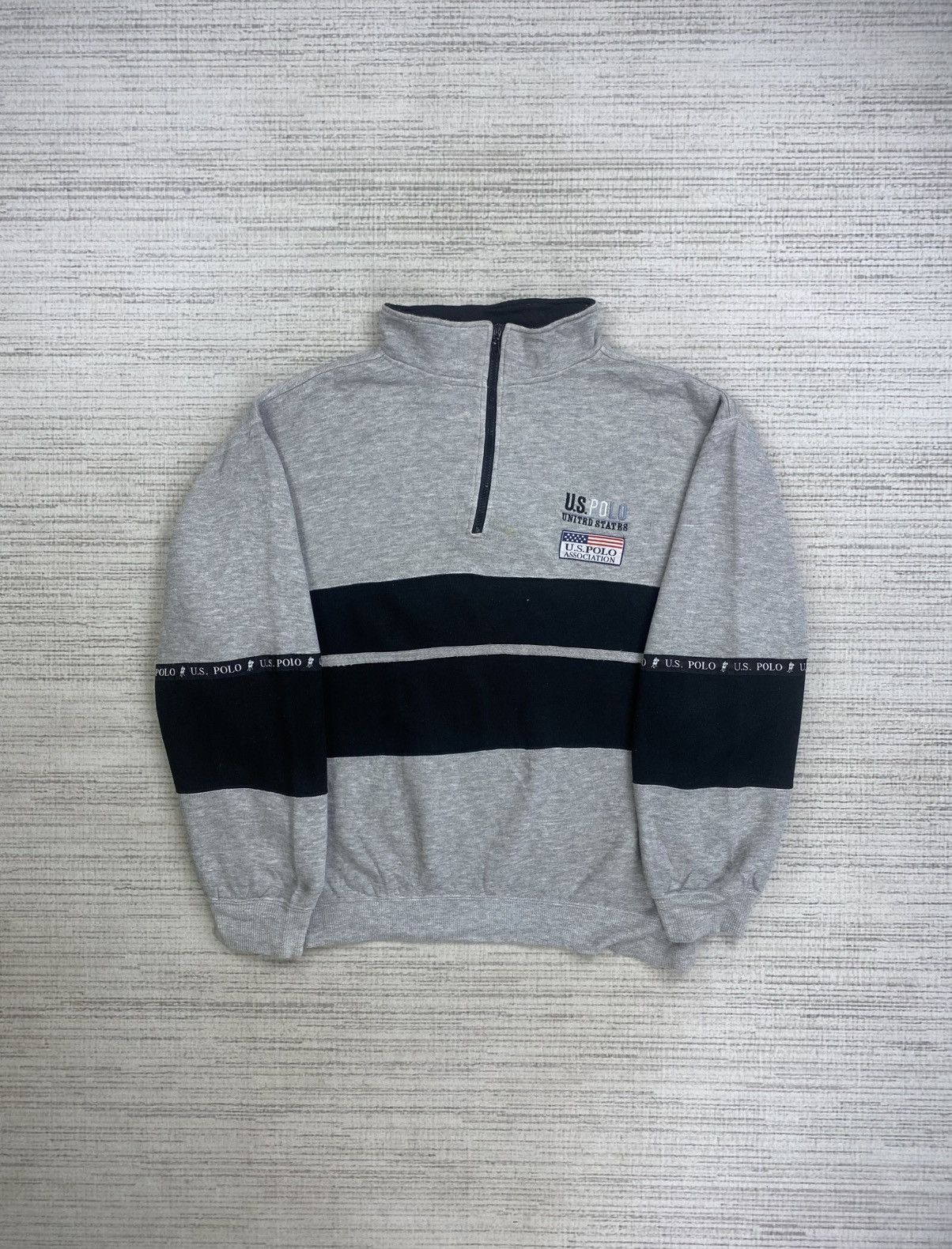 Vtg 90s U.S Polo Assn Embroidery Logo Half Zipper Sweatshirt