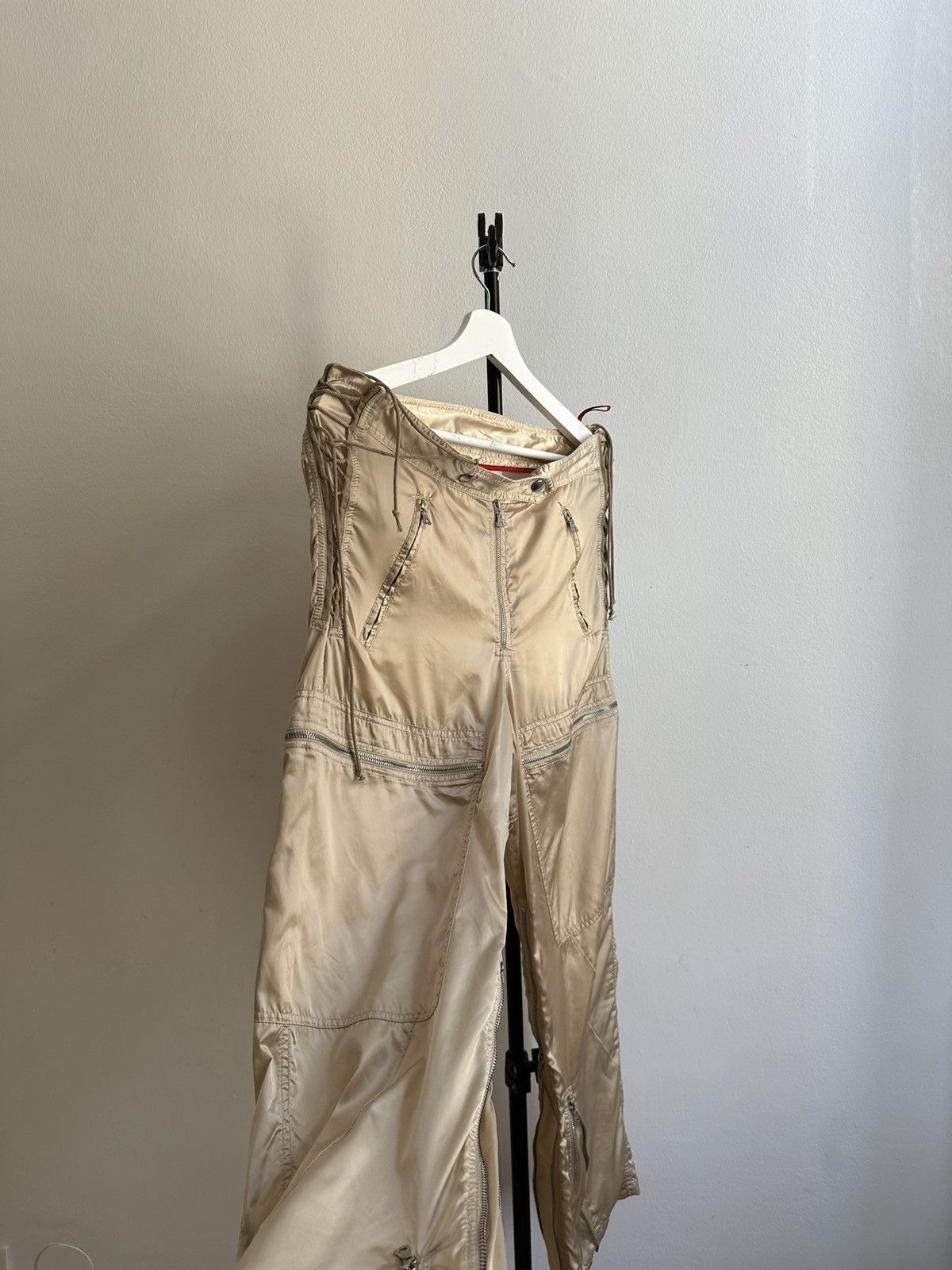 Prada Vintage Nylon Archive Bondage Zipper Laced Cargo Pants
