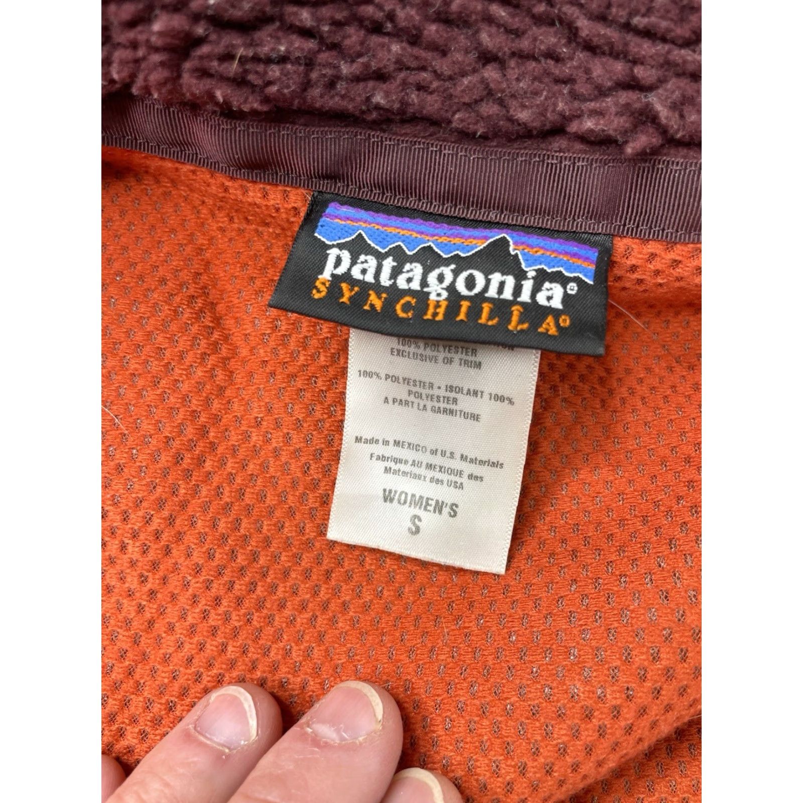 Patagonia VINTAGE Patagonia Synchilla Retro X Fleece Jacket Womens Small Burgundy Full Zip 23071 Size S / US 4 / IT 40 - 3 Thumbnail