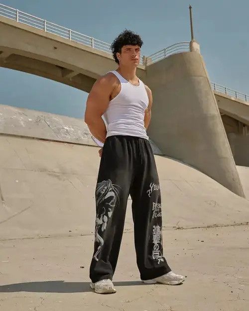Jean Anime Jogger Cotton Printed Pants Size US 29 - 3 Thumbnail